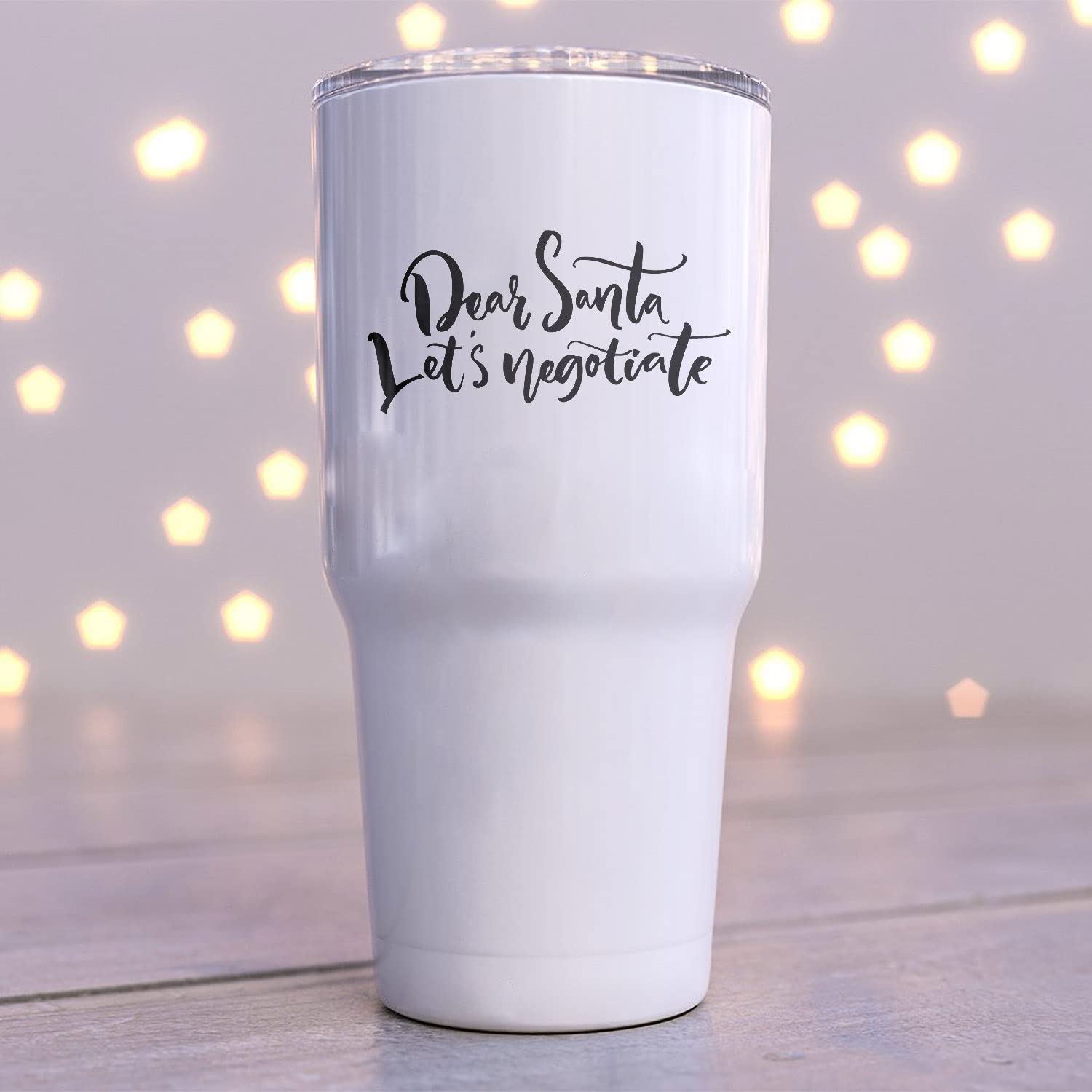 Dear Santa Let's Negotiate Tumbler - 30oz Stainless Steel Insulated Travel Mug for Coffee & Tea, Christmas Holiday Themed Cute Kitchen Decor - Perfect for Office, Home, Gifts & Winter Adventures