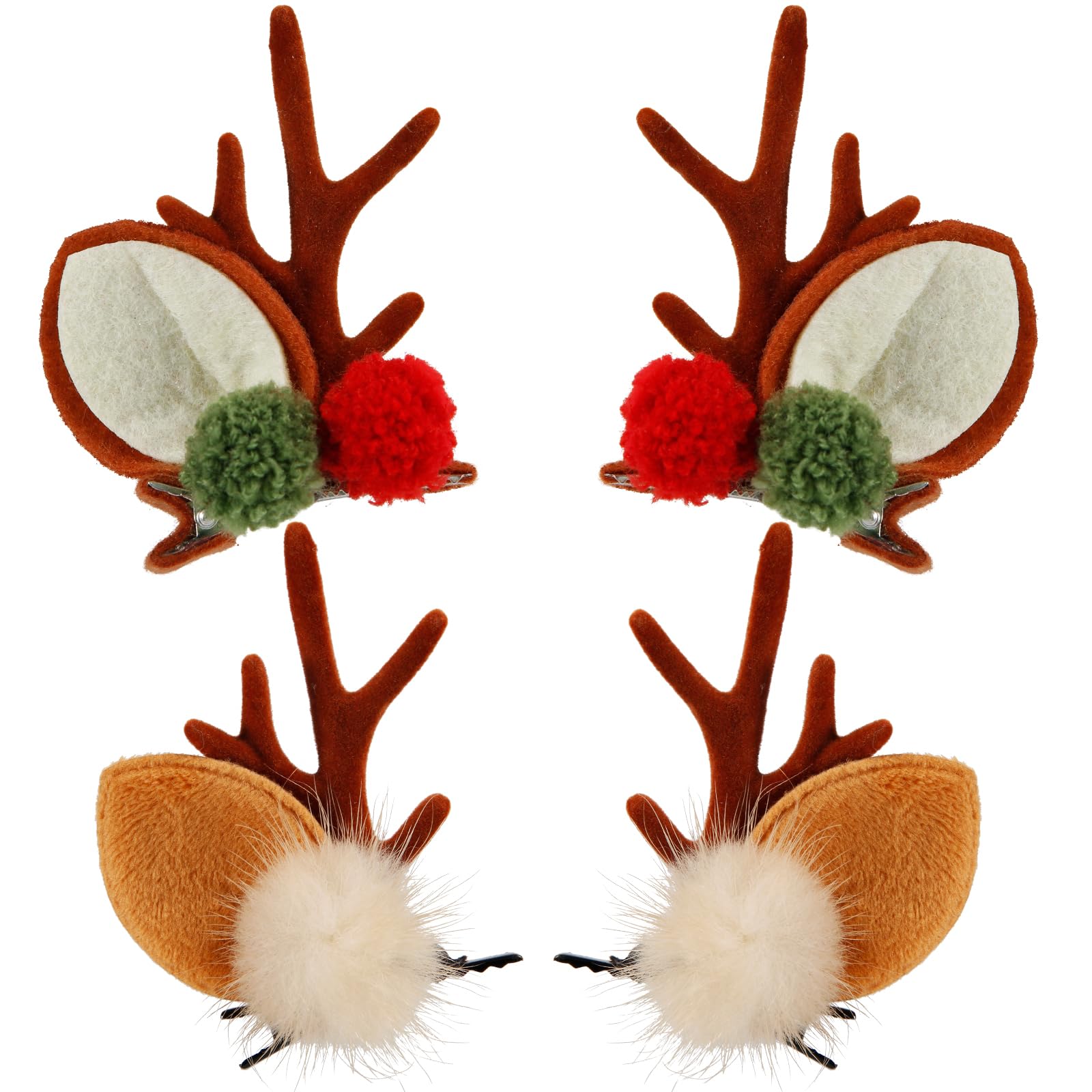 2 Pairs Christmas Hair Clips - Reindeer Antler Hairpins for Women & Girls, Festive Holiday Hair Accessories for Christmas Parties, Family Gatherings & Photo Shoots