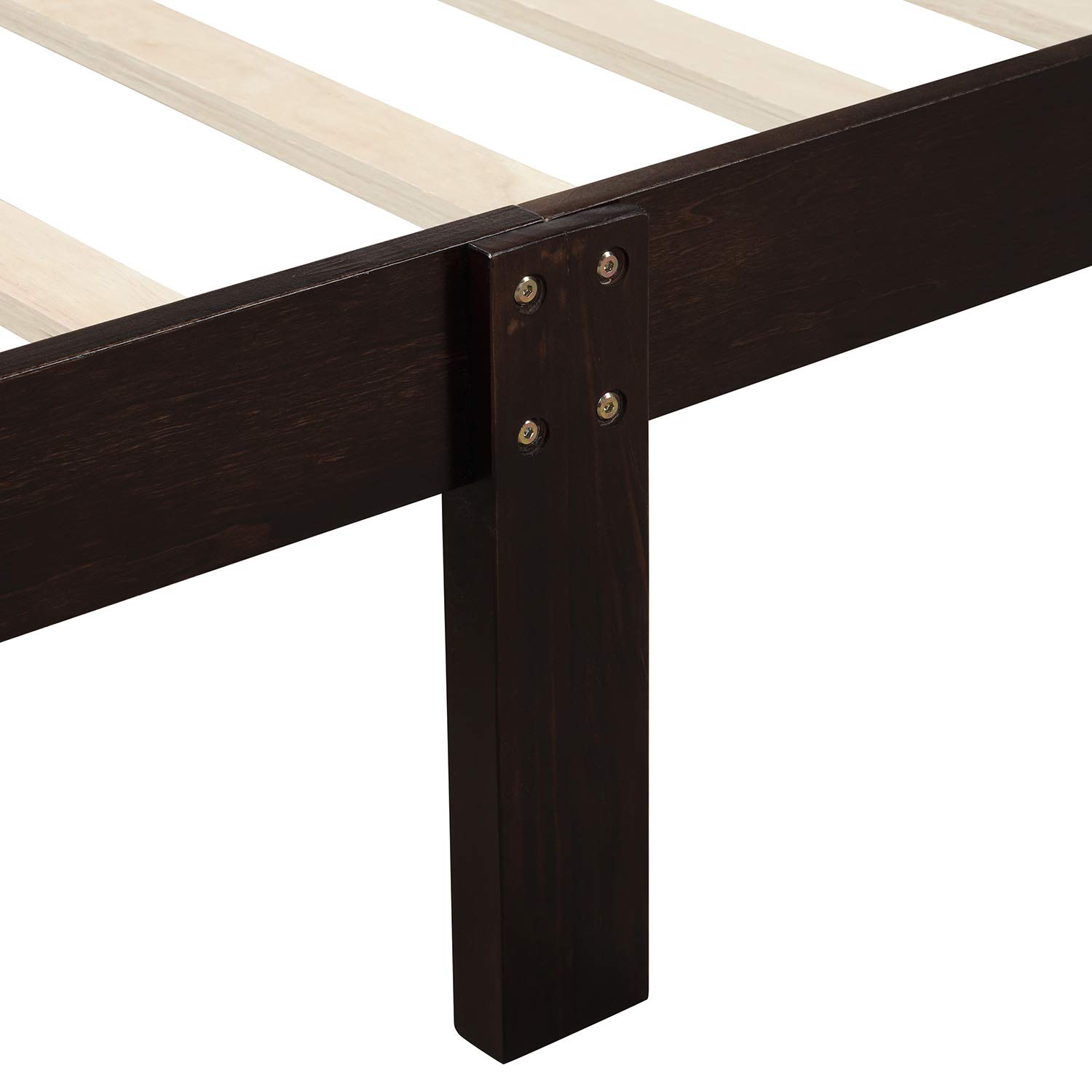 Merax Twin Wood Platform Bed Frame with Headboard & Footboard - Solid Wood Slat Support, Espresso Finish - Perfect for Kids' Rooms, Guest Bedrooms & Small Spaces