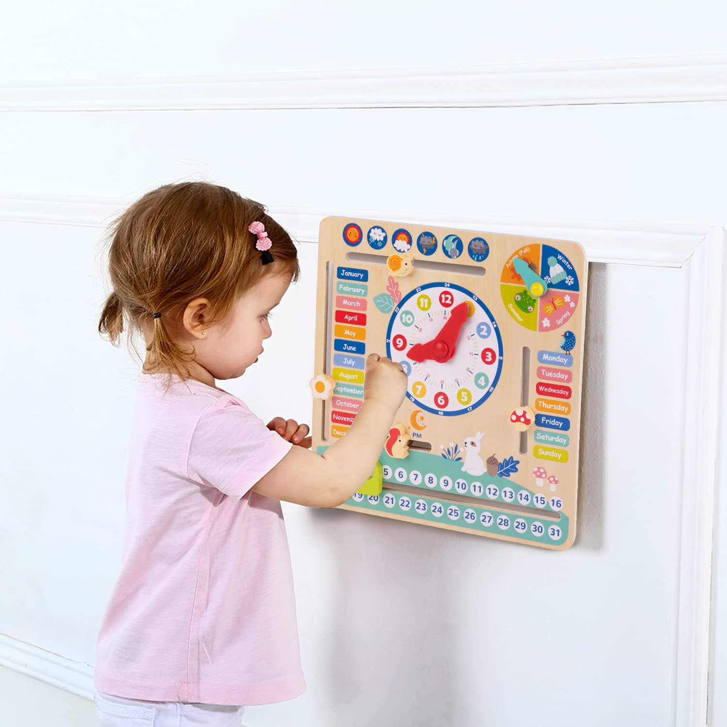 TOOKYLAND Montessori Wooden Learning Toys - Kids Daily Calendar & Clock for Toddlers Ages 3+ | Educational Gifts for Preschoolers | Perfect for Homeschooling & Early Childhood Development