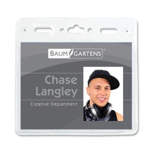 Baumgartens ID Badge Holder with Retractable Reel - Professional Security Badge Holder for Work, School & Events - Durable Plastic Card Holder for Employees, Students & Visitors