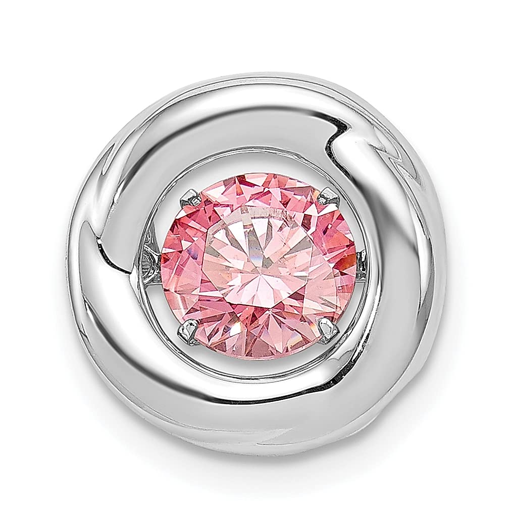 925 Sterling Silver Platinum Plated Pink Cubic Zirconia Circle Pendant Necklace for Women - Elegant Fine Jewelry Gift for Her - Perfect for Anniversaries, Birthdays & Special Occasions