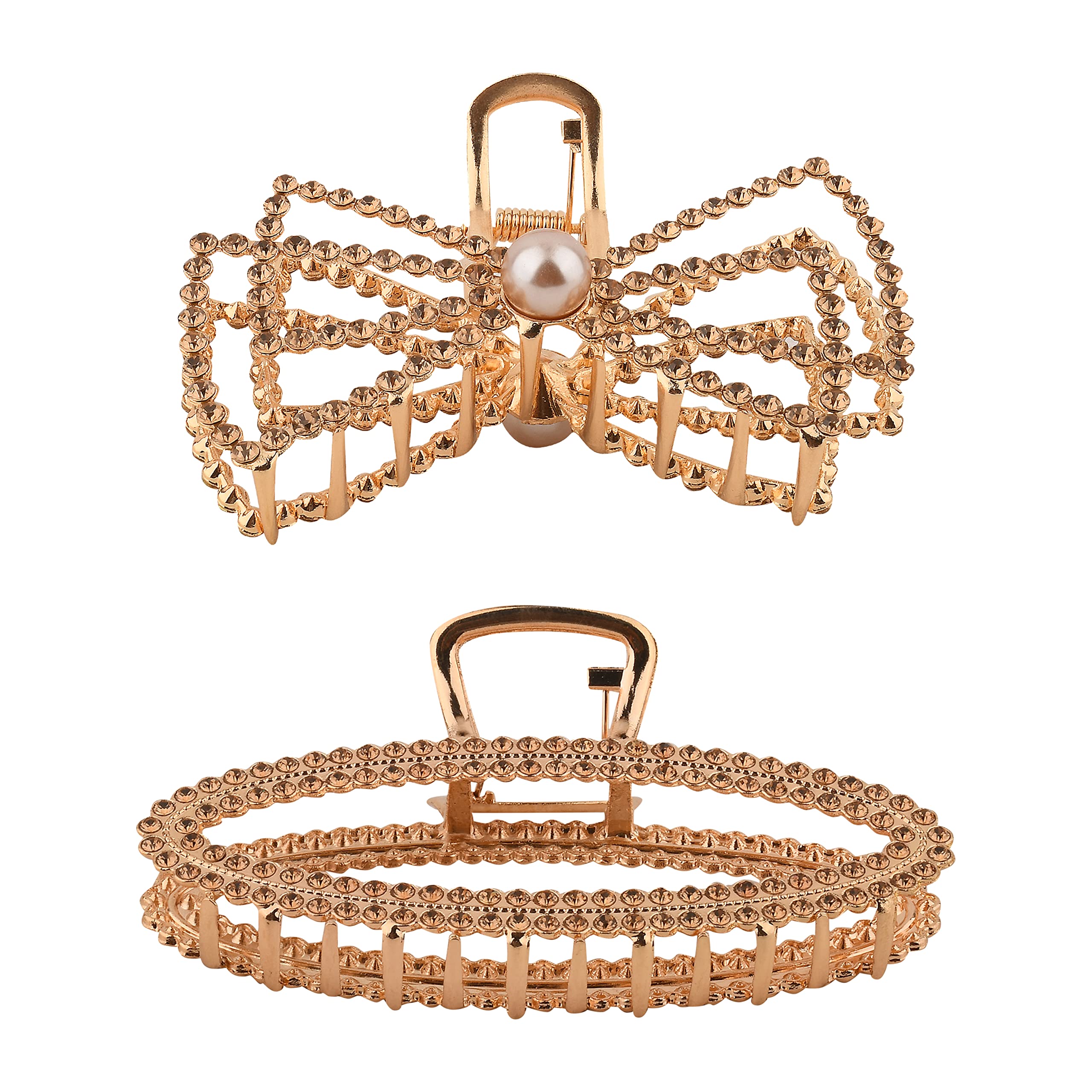 2 PCS Gold Metal Hair Claw Clips for Women & Girls - Elegant Hair Accessories for Parties, Weddings & Everyday Styling