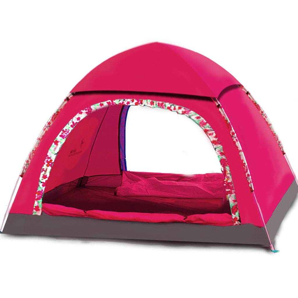 3-4 Person Quick Automatic Pop Up Tent - Waterproof Single Layer UV Protection Camping Tent for Outdoor Recreation, Beach & Picnic (Watermelon Red)