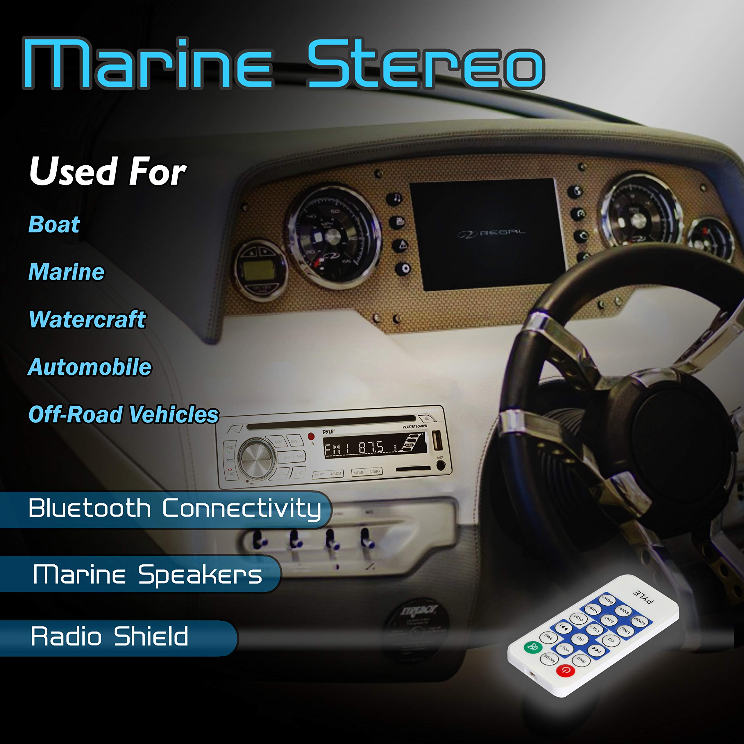 Pyle Marine Stereo Receiver Speaker Kit - Waterproof 6.5