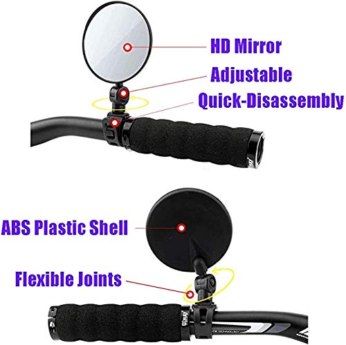 360° Adjustable Bike Mirror Handlebar - Rotatable Convex Glass Rearview Mirror for Road & Mountain Bikes (2 Pack) - Perfect for Safe Cycling & Commuting