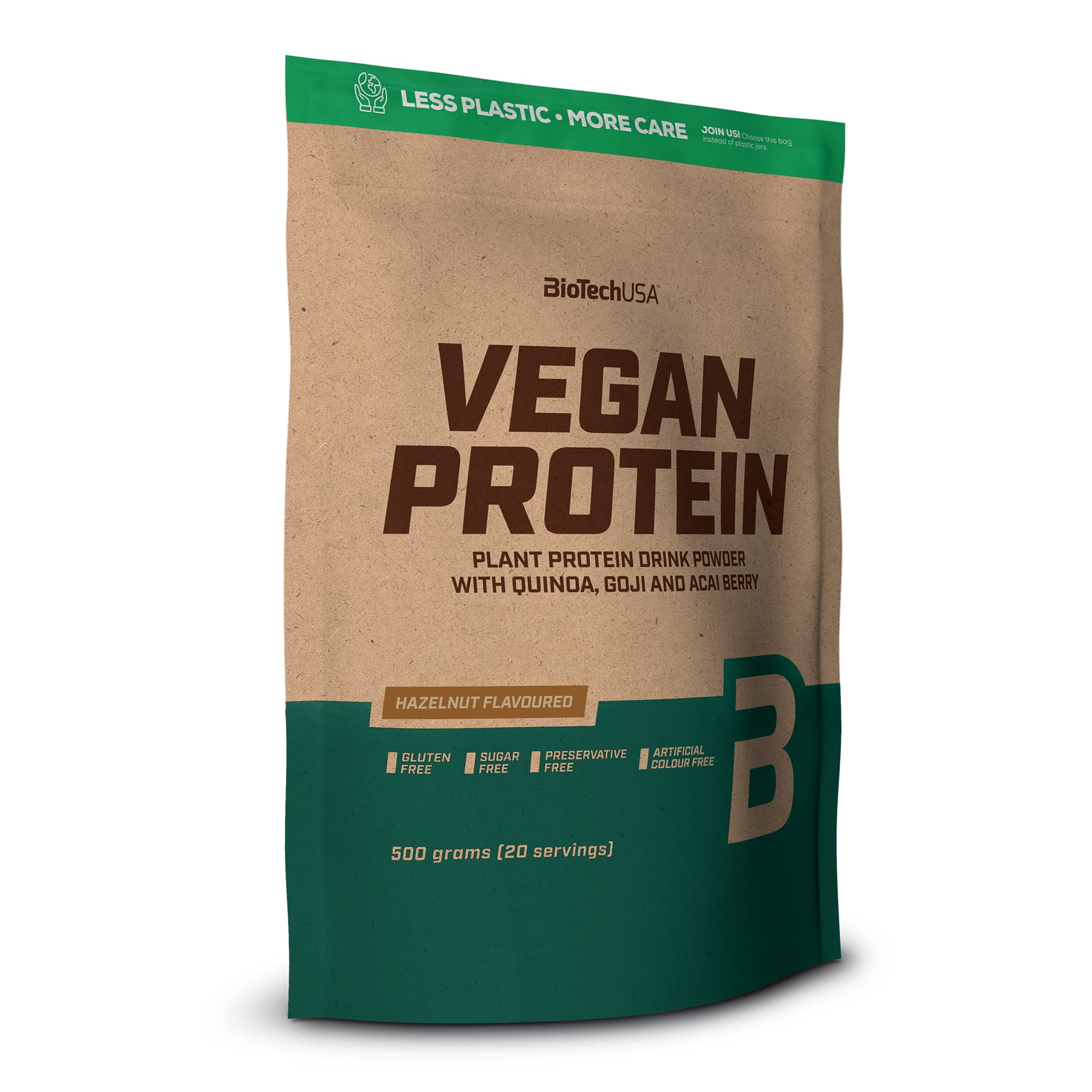 BioTechUSA Vegan Protein Powder - Hazelnut Flavor, 500g | Plant-Based Protein for Muscle Recovery & Weight Management | Ideal for Smoothies, Baking & Post-Workout Nutrition