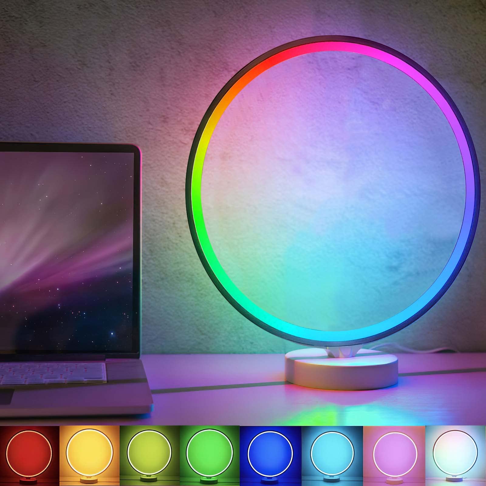 ONEVER RGB Color Changing Table Lamp - 6 Modes Dimmable Night Light with Remote Control for Bedroom, Living Room, Office | Modern LED Desk Lamp & Nightstand Lamp for Home Decor, Mood Lighting & Relaxation