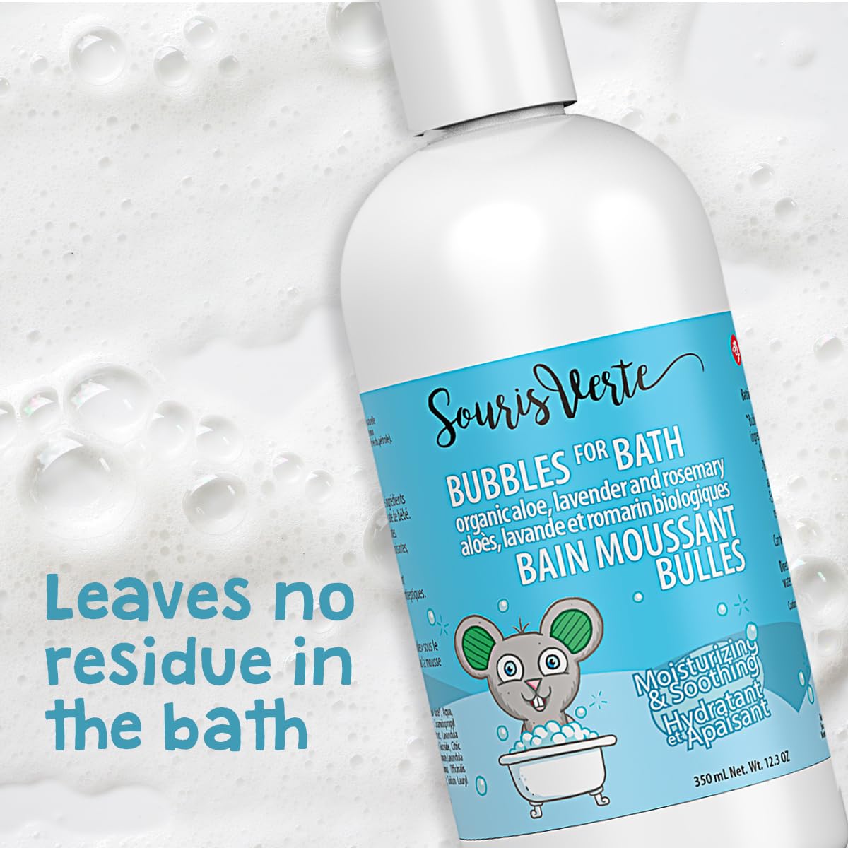 Organic Bubble Bath for Babies & Kids - Souris Vertes Bubbles 350ml | Gentle Foaming Bath