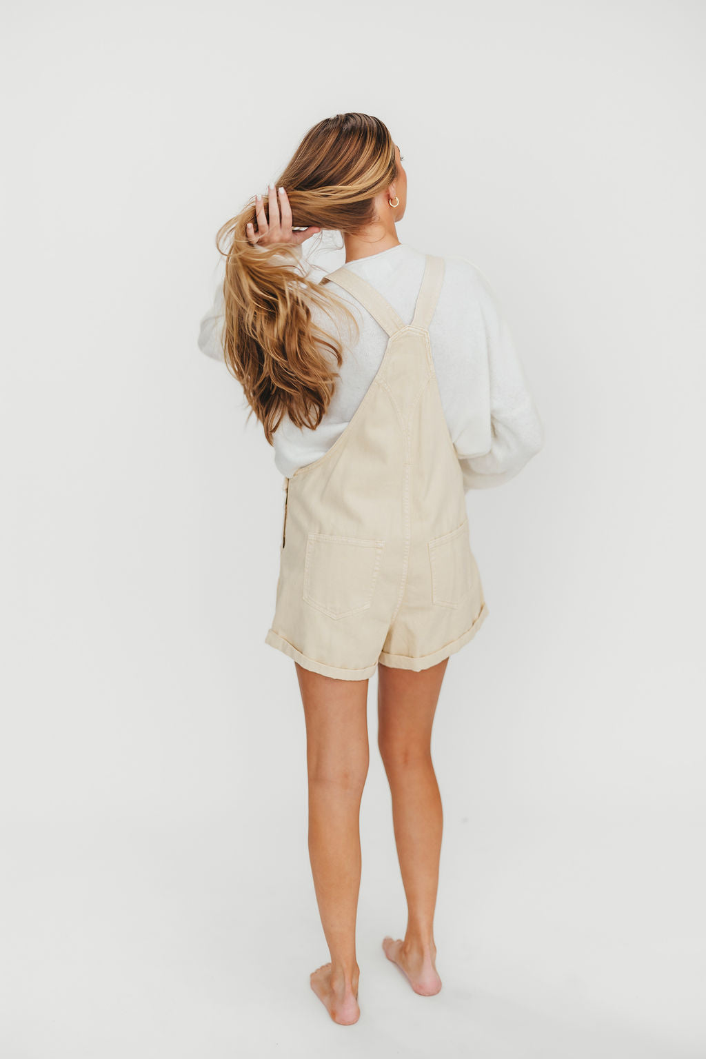 Loren Overalls for Women - Comfortable Sand Stone Denim Overalls - Casual Workwear & Everyday Outfit for Fall & Spring
