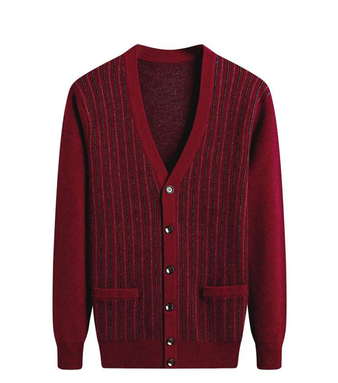 Premium Cashmere Men's V-Neck Knit Sweater Cardigan Coat - Soft & Warm for Spring & Fall - Perfect for Office, Casual Wear & Outdoor Activities