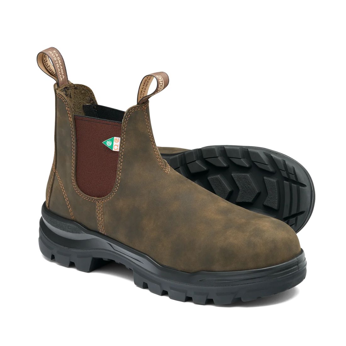 Blundstone 8302 Unisex Slip-On Composite Toe Work Boots - Safety Shoes for Men & Women, Rustic Brown - Ideal for Construction, Warehouse & Outdoor Work