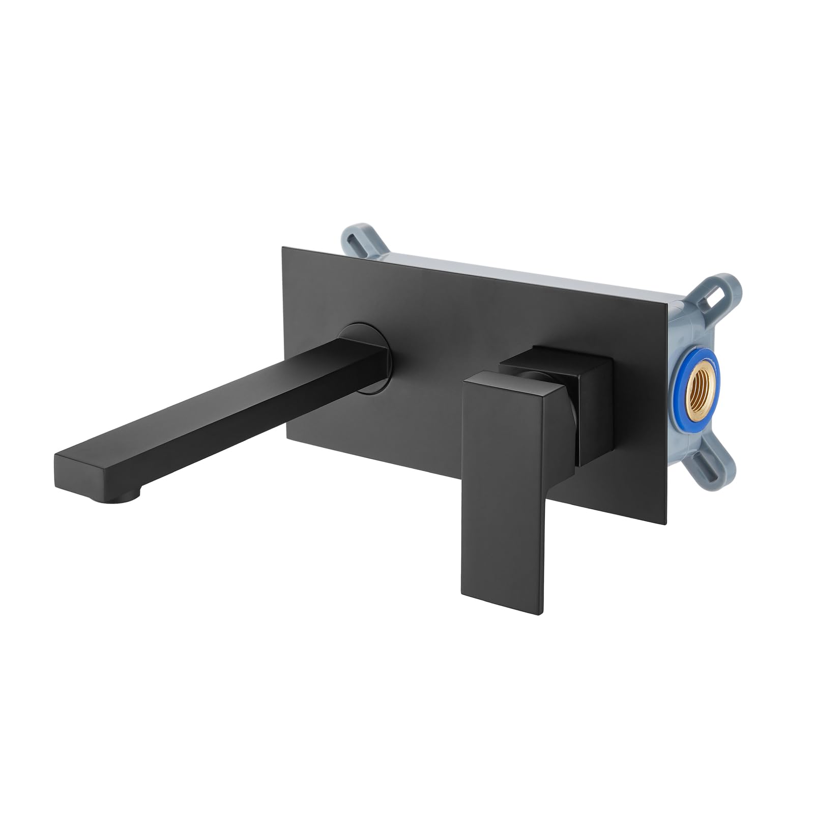 Wall Mount Single Handle Bathroom Sink Faucet - Matte Black Lavatory Vanity Basin Mixer Tap with Rough-in Valve - Perfect for Modern Bathrooms, Powder Rooms & Small Space Installations