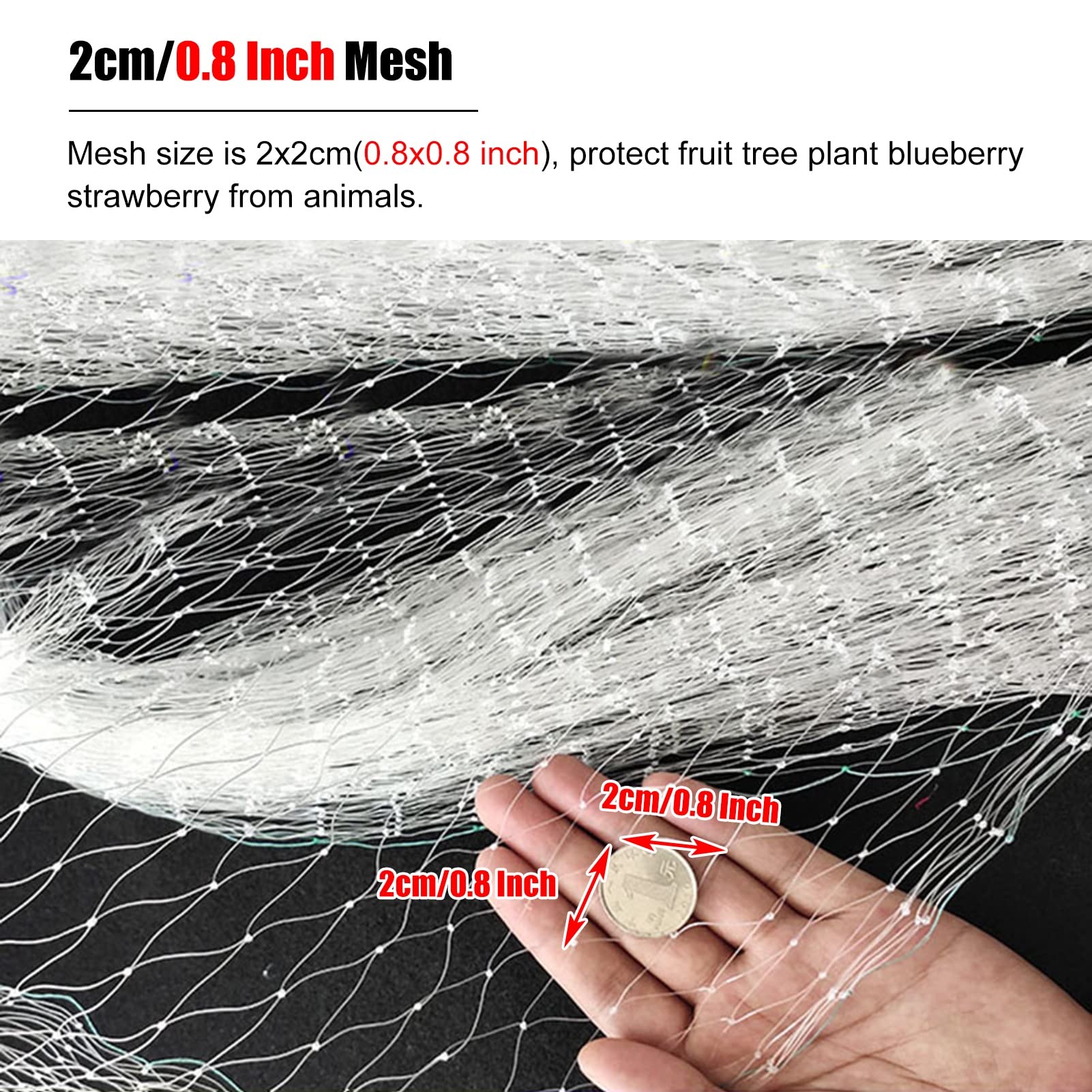 Premium White Bird Netting for Garden & Balcony - Large Trellis Netting for Strawberry, Blueberry Bushes Protection - Durable Reusable Nylon Chicken Coop Fence (7x15m/23x49.2ft) - Ideal for Fruit Protection, Poultry Safety & Vertical Gardening