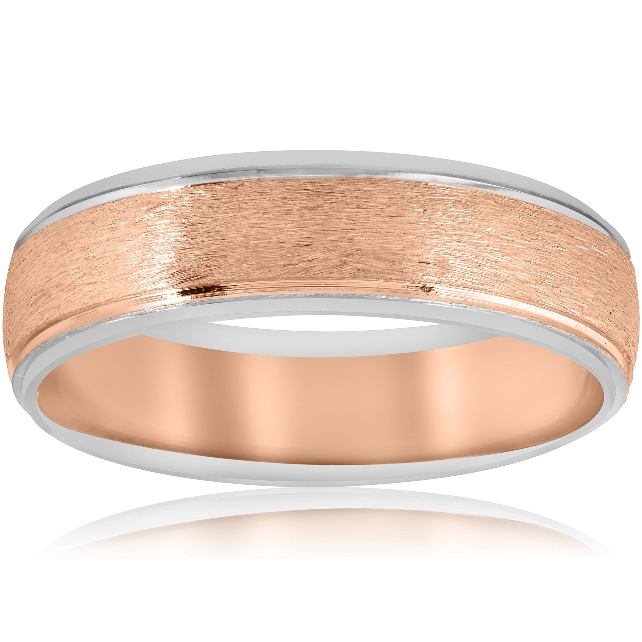14K Gold Two-Tone Rose & White Men's Wedding Band - Perfect for Engagements, Anniversaries & Special Occasions