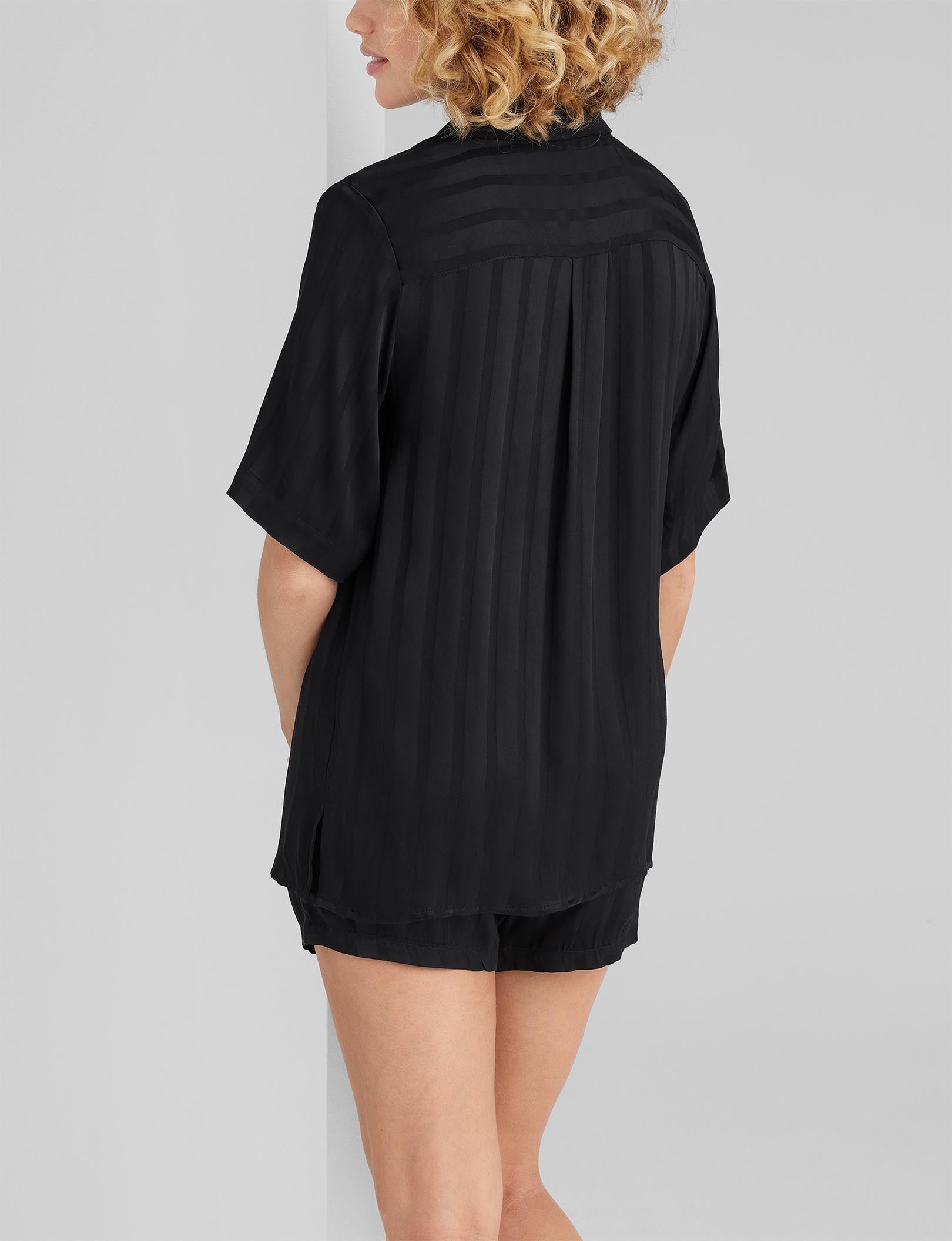 Women's Satin Jacquard Pajama Set - Soft Sleepwear Top & Shorts for Comfortable Nights - Perfect for Lounging, Sleepovers & Relaxing at Home