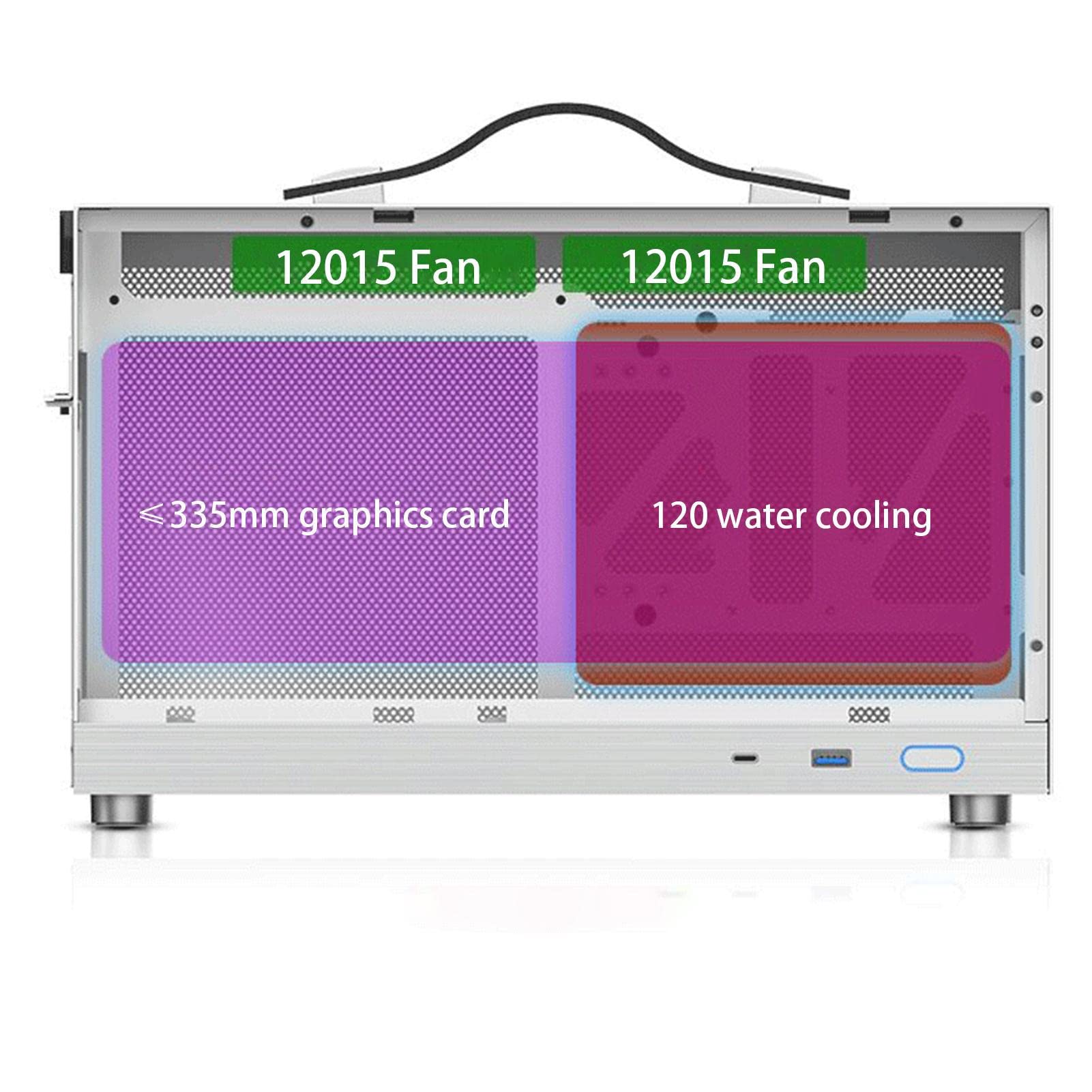 TAYSTE High Airflow PC Case Fans with Mesh Front Panel - Portable Computer Case Holder & Desktop Cooling Accessories for Gaming, Home & Office Workspace