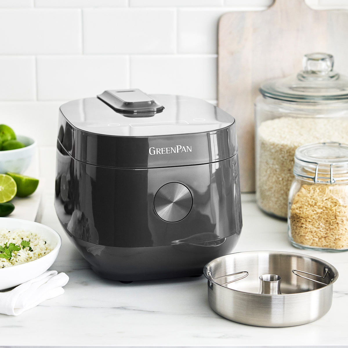 Bistro 8-Cup Low Carb Rice Cooker with Graphite Coating - Perfect for Keto Diet & Healthy Meal Prep at Home