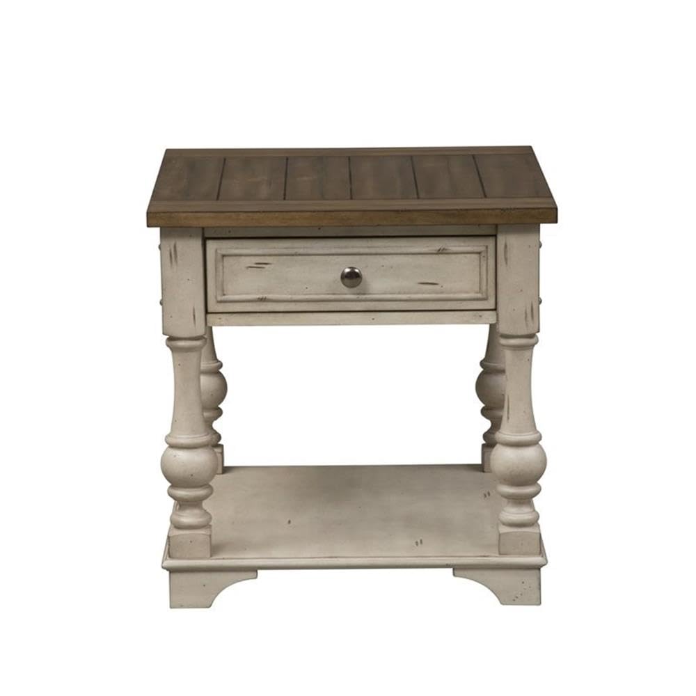 Liberty Furniture Morgan Creek White End Table - Stylish Nightstand for Bedroom, Living Room & Office - Perfect for Lamps, Books & Decor