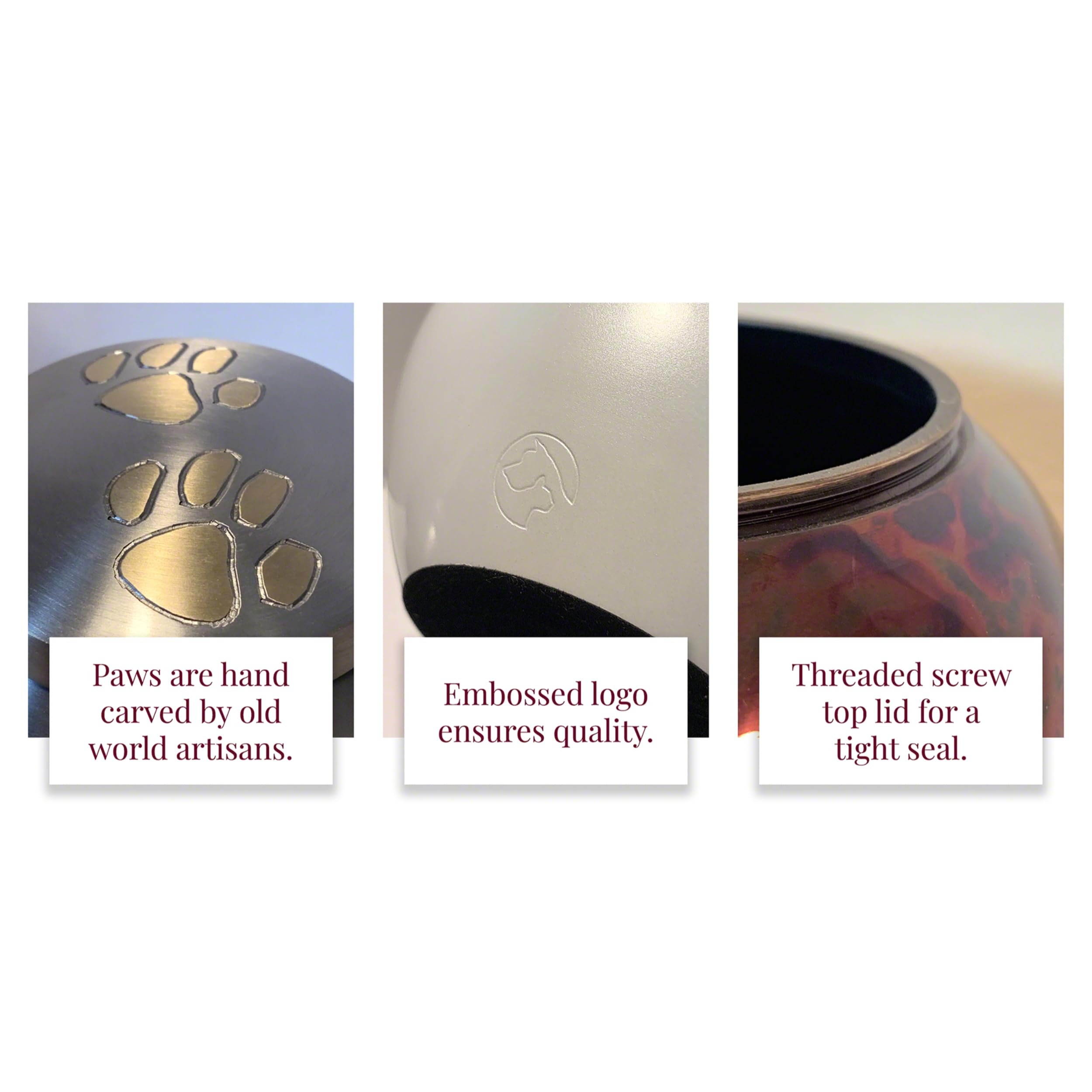Hand Carved Mia Series Pet Urn for Dogs and Cats - Memorial Cremation Urn for Ashes up to 25 lbs, Cloud White with Pewter Paw Design, Perfect for Home Display or Memorial Ceremonies