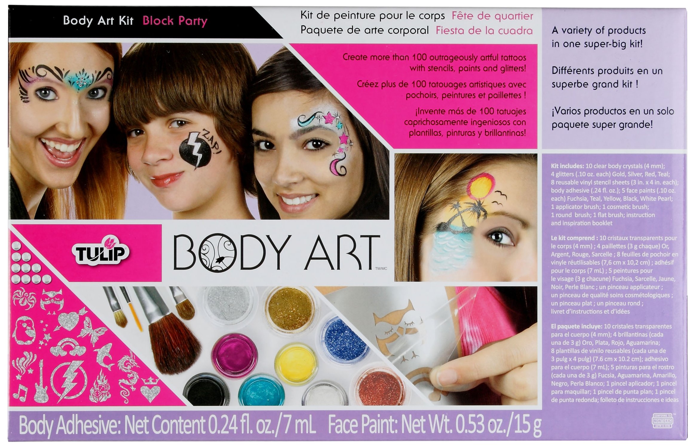 Tulip Body Art Kit - Professional Temporary Tattoo Paint for Kids & Adults - Perfect for Block Parties, Halloween, Face Painting & Costume Events