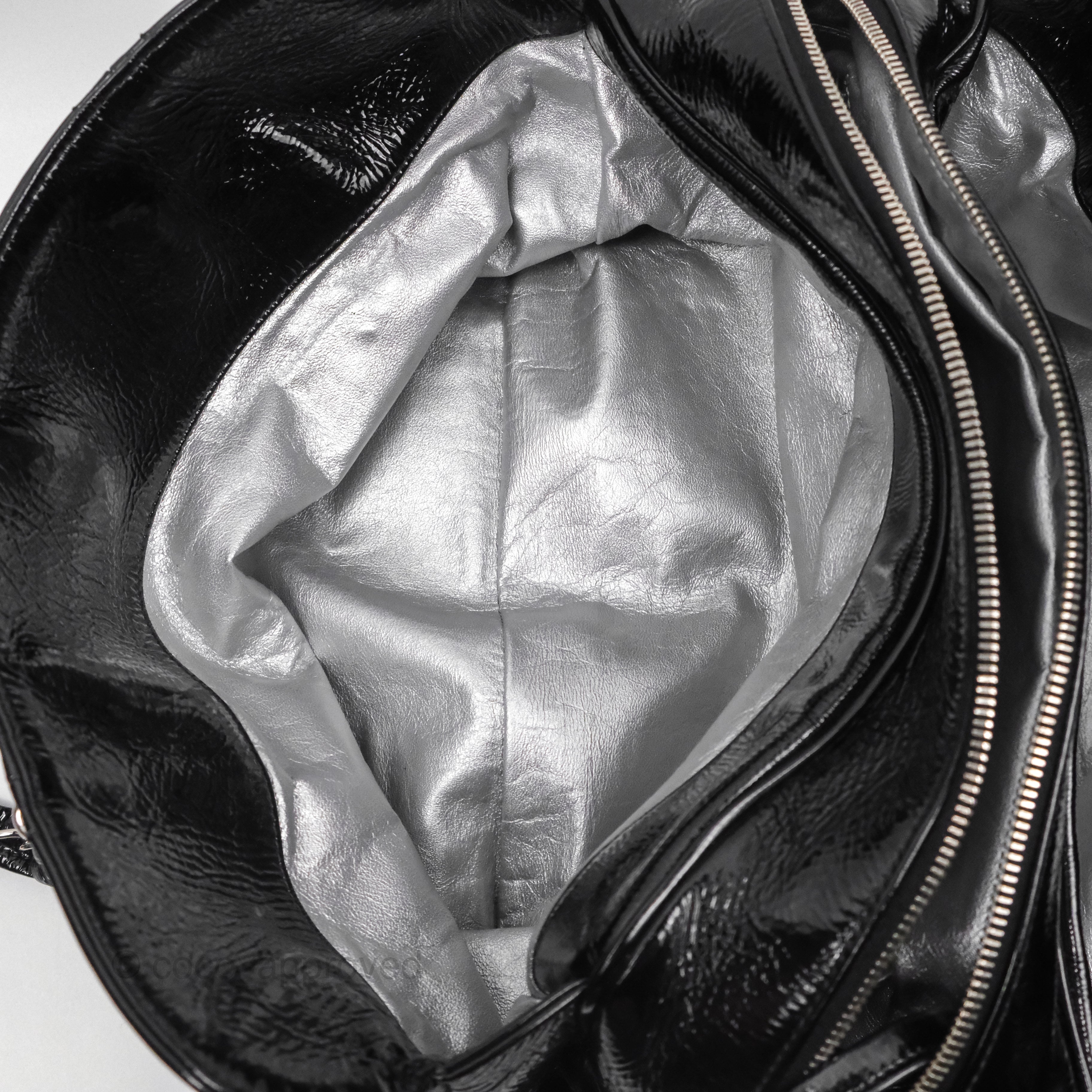Chanel Bowling Tote Bag Black Glazed Calfskin Leather with Silver Hardware - Luxury Designer Handbag for Women, Perfect for Work, Travel and Everyday Use