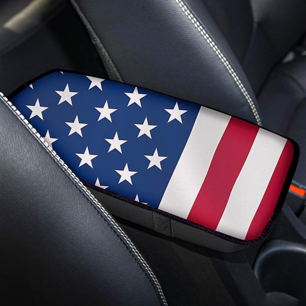 Universal Car Armrest Cover with American Flag Print - for Sedan, Van, SUV & Truck
