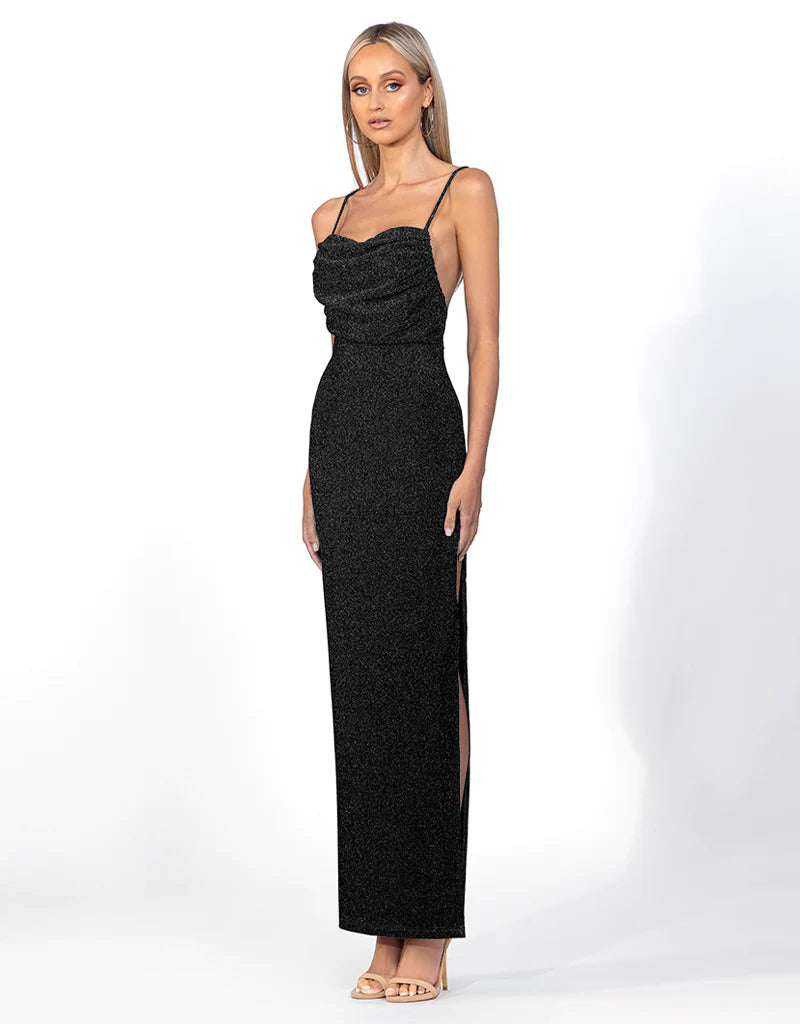 Elegant Sarai Cowl Neck Maxi Dress for Women - Flowy Long Boho Chic Dress for Casual Outings & Beach Vacations