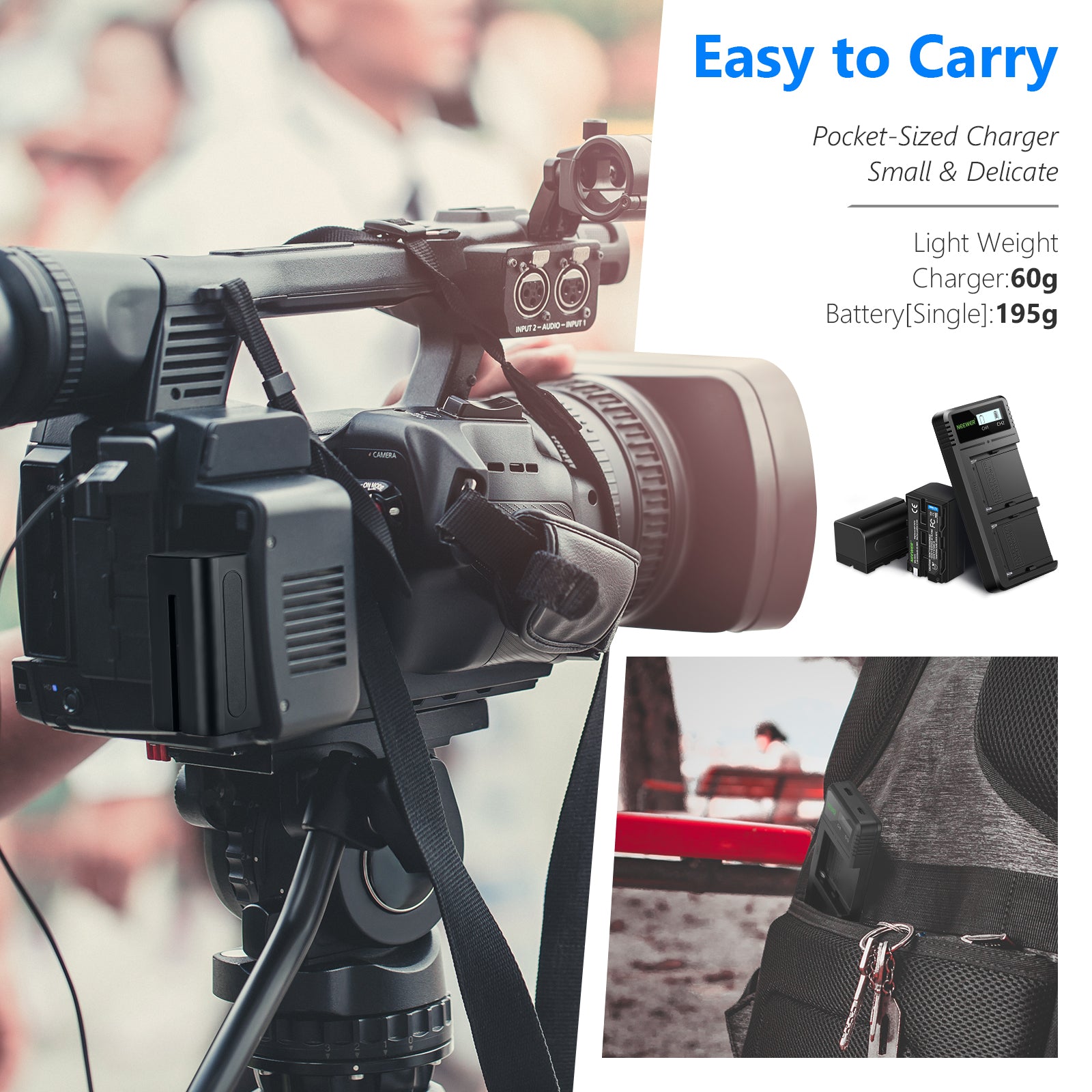 NEEWER NP-F750 Dual Channel Battery Charger Set for Sony Cameras - Fast Charging for Sony NP-F Series Batteries - Perfect for Photography, Videography, and Travel