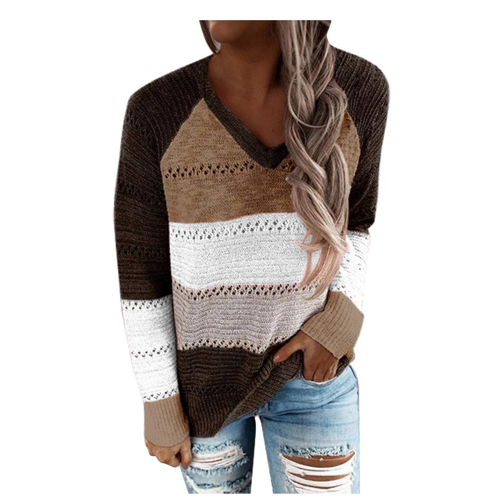 AODONG Women's Lightweight Color Block Hooded Sweater - Drawstring Pullover Hoodie Sweatshirt for Casual Wear, Fall Fashion & Outdoor Activities