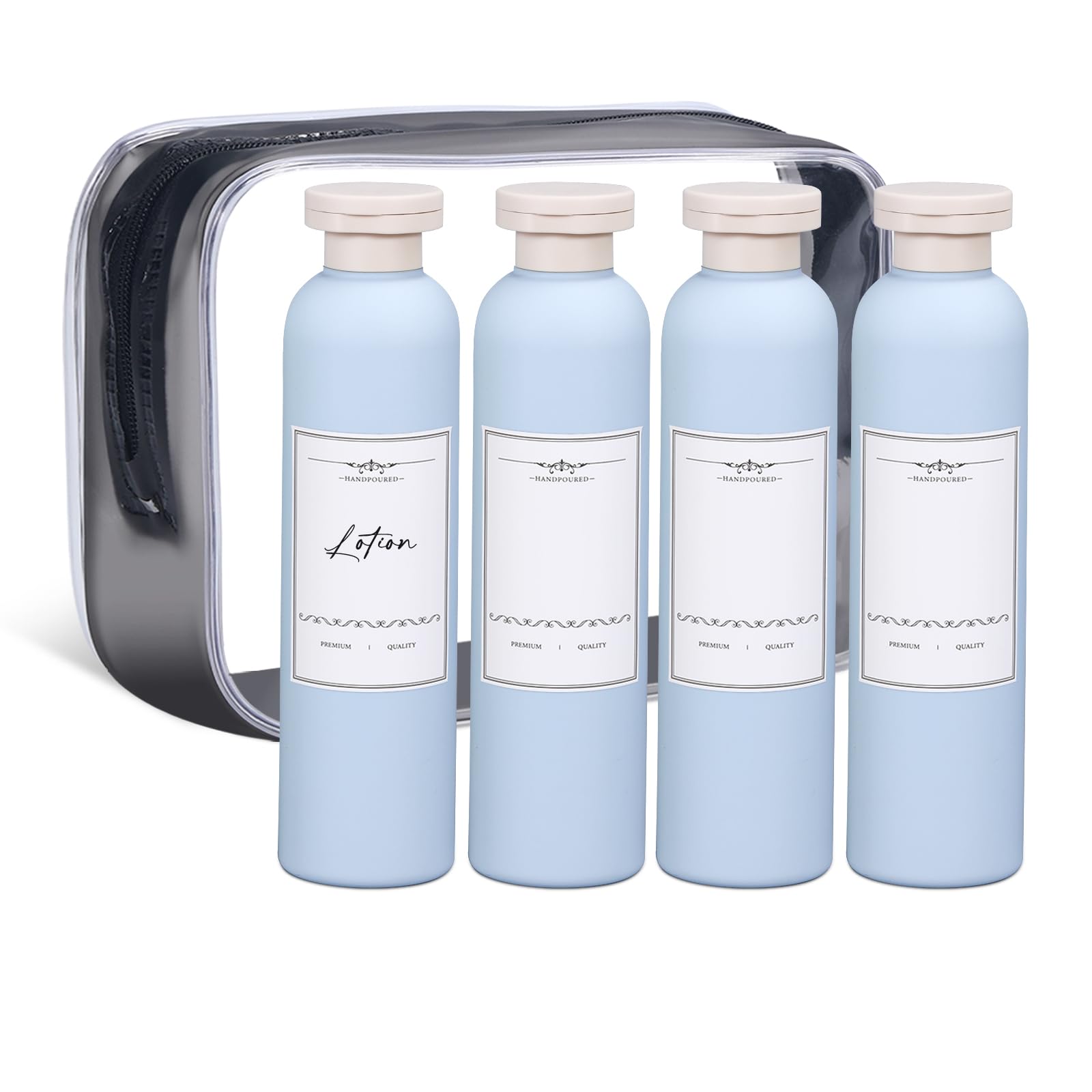 8.8 oz Refillable Travel Shampoo Bottles - Leak-Proof Squeeze Bottles with Flip Top Cap - TSA Approved Toiletries Containers for Shampoo, Conditioner, Lotion & Liquid Soap (4 Pack) - Perfect for Air Travel, Gym, Camping & Vacation Essentials