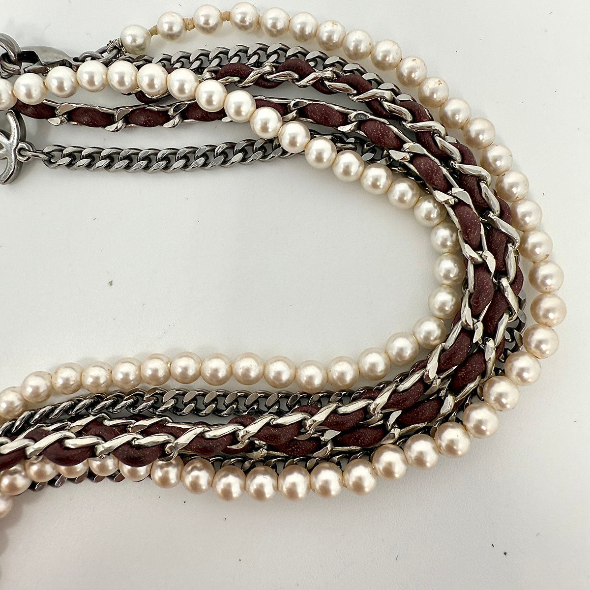 Chanel 3 Strand 28 Inch Faux Pearl Necklace with CC Logo - Elegant Eyeglass Chain for Women, Perfect for Reading Glasses & Fashion Accessories