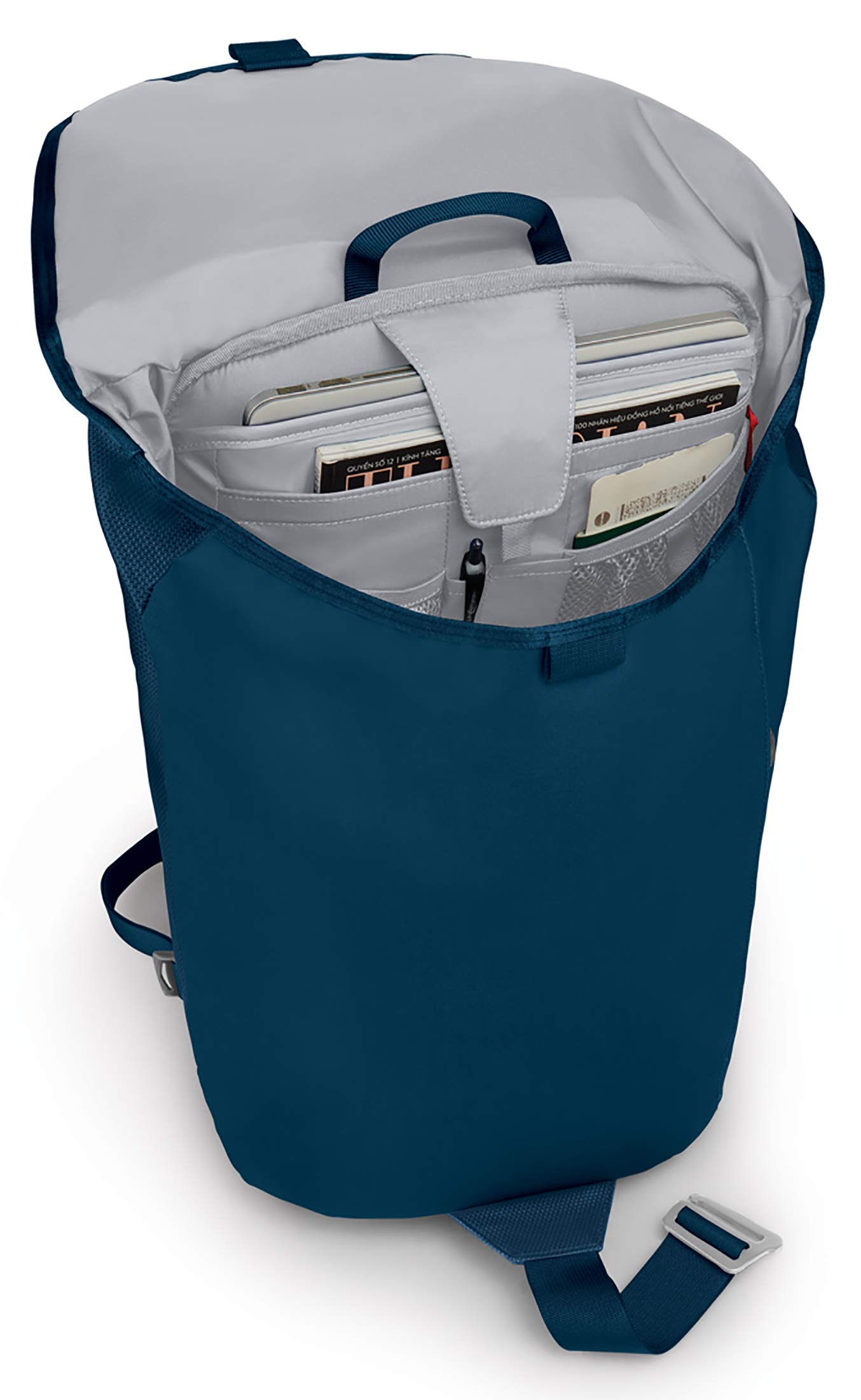 Osprey Transporter Unisex Flap Laptop Backpack - Waterproof 15.6 Inch Computer Bag with Padded Sleeve, Deep Water Blue - Perfect for Commuting, Travel & College Students
