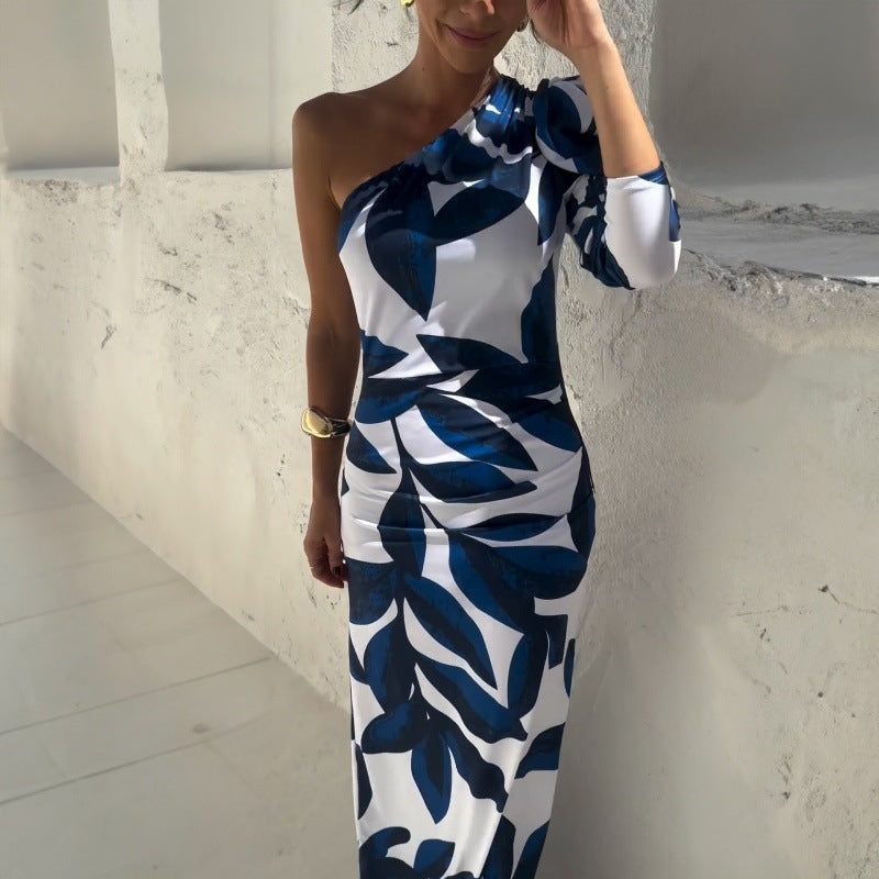 LOVEVOP 2025 Women's Summer Fashion Dress - Floral Print, Off-Shoulder Bubble Sleeve, High-Low Hem Long Dress for Beach, Party & Vacation Outfits