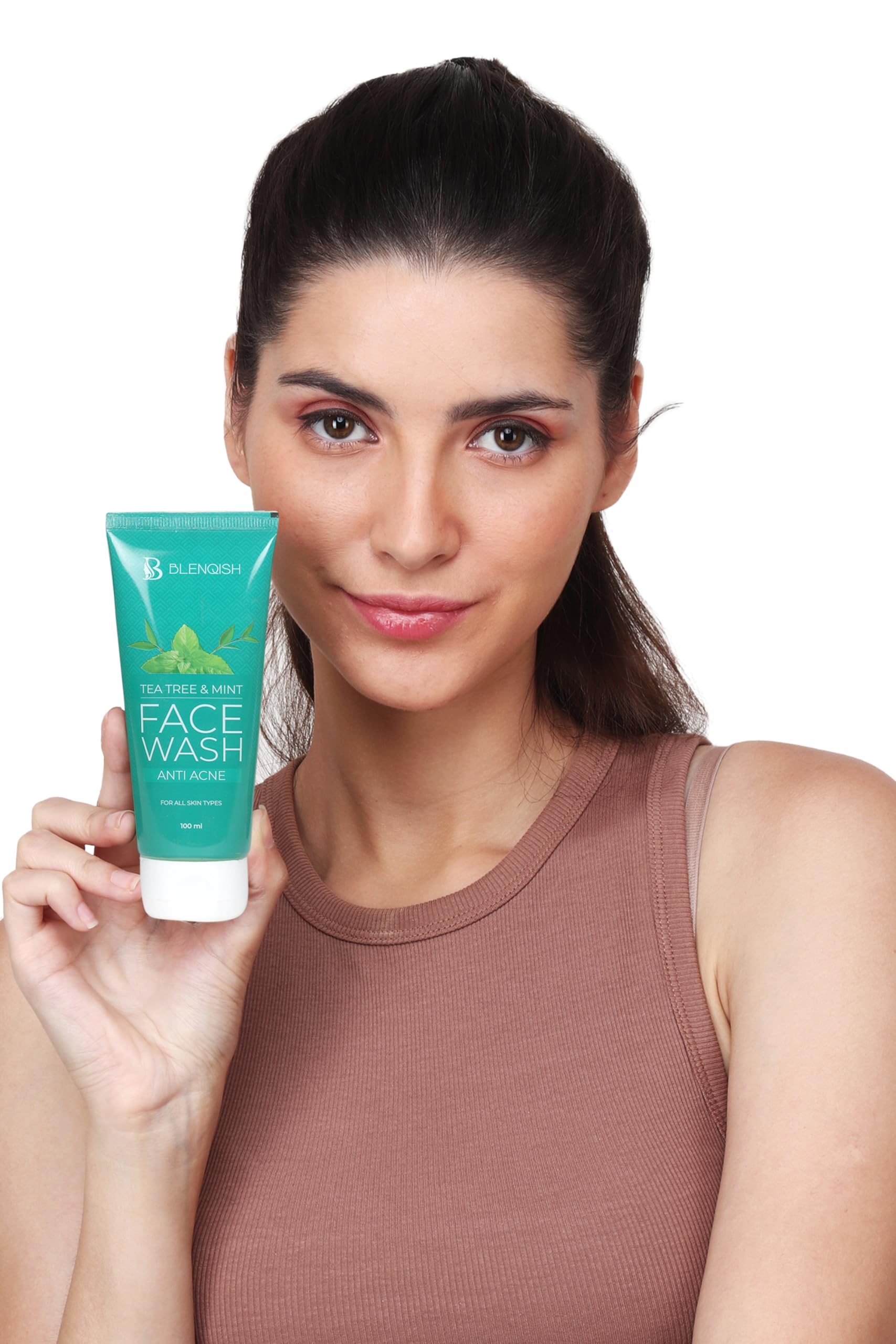 BLENQISH Tea Tree Mint Aloe Vera Face Wash for Acne - Pimple & Blemish Control Cleanser, 100ml - Gentle Daily Facial Cleanser for Oily & Sensitive Skin - Perfect for Morning & Night Skincare Routine