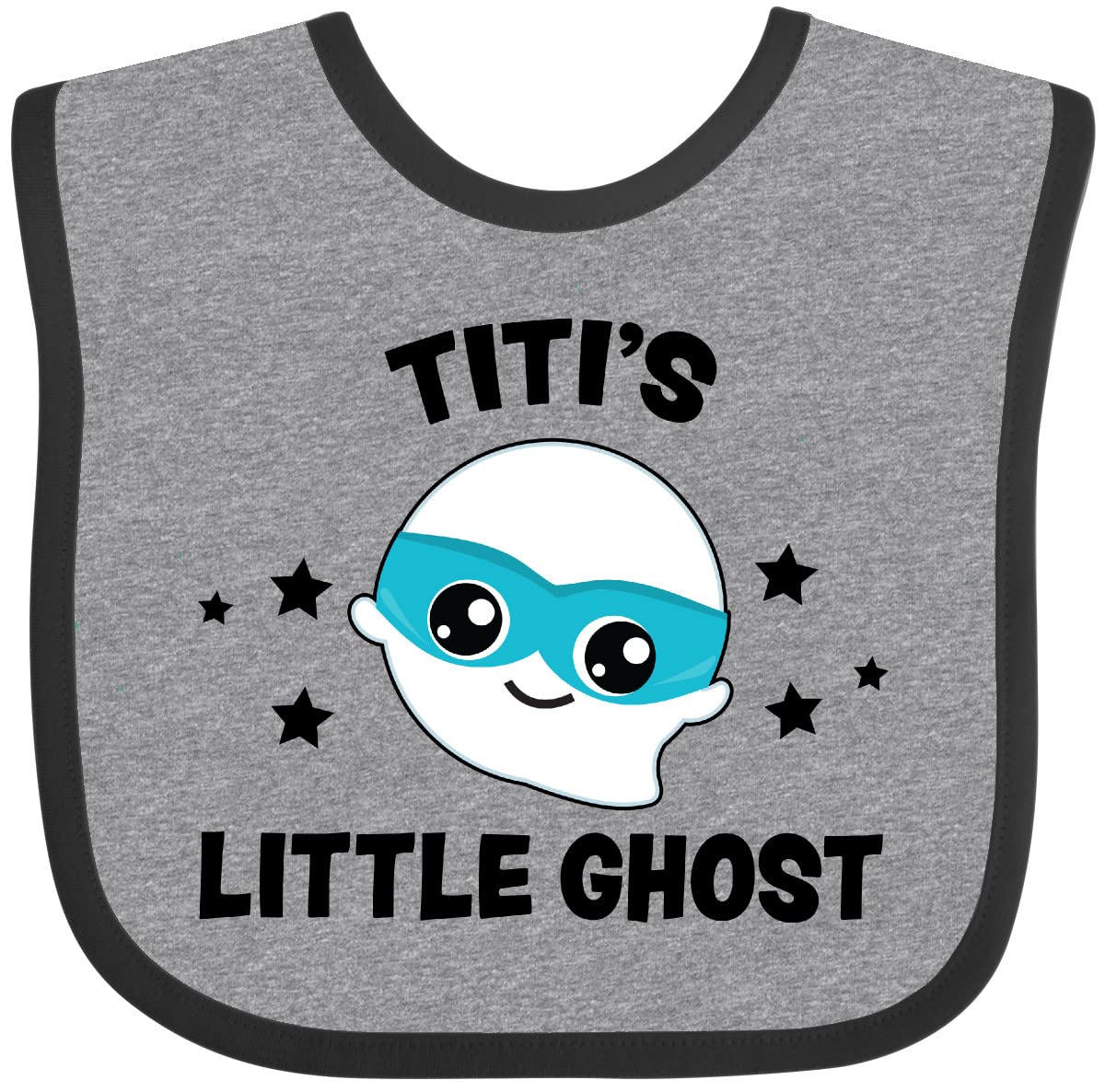 Inktastic Cute Titi's Little Ghost with Stars Baby Bib - Soft & Absorbent Drool Bib for Newborns & Toddlers - Perfect for Halloween, Everyday Use & Photo Shoots