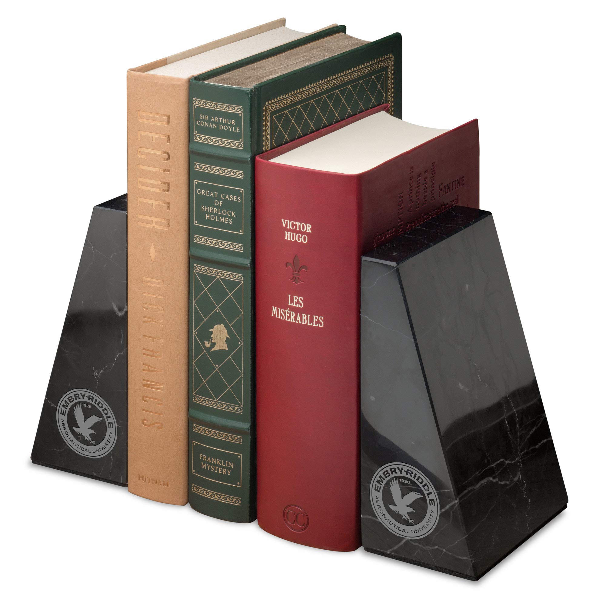 Embry-Riddle Marble Bookends by M.LaHart - Heavy Duty Book Holder for Office, Library & Home Decor - Perfect Gift for Aviation Enthusiasts & College Graduates