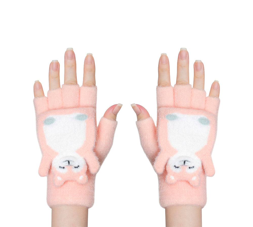 EVERAU® Fingerless Ultra Plush Knit Bearling Gloves - Warm Winter Gloves for Women & Men, Soft Touch Screen Gloves for Typing, Driving, Outdoor Activities
