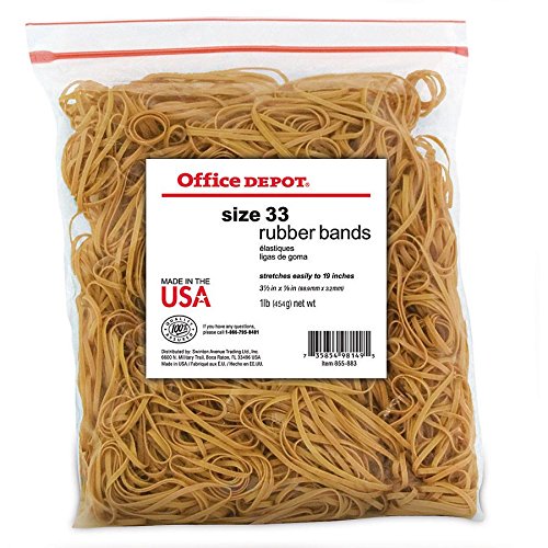 Office Depot #33 Rubber Bands - 3.5 x 0.125 Inch Size - 1 Pound Bulk Bag (2433408) for Office Supplies, Mailing, Packaging & Organizing Documents
