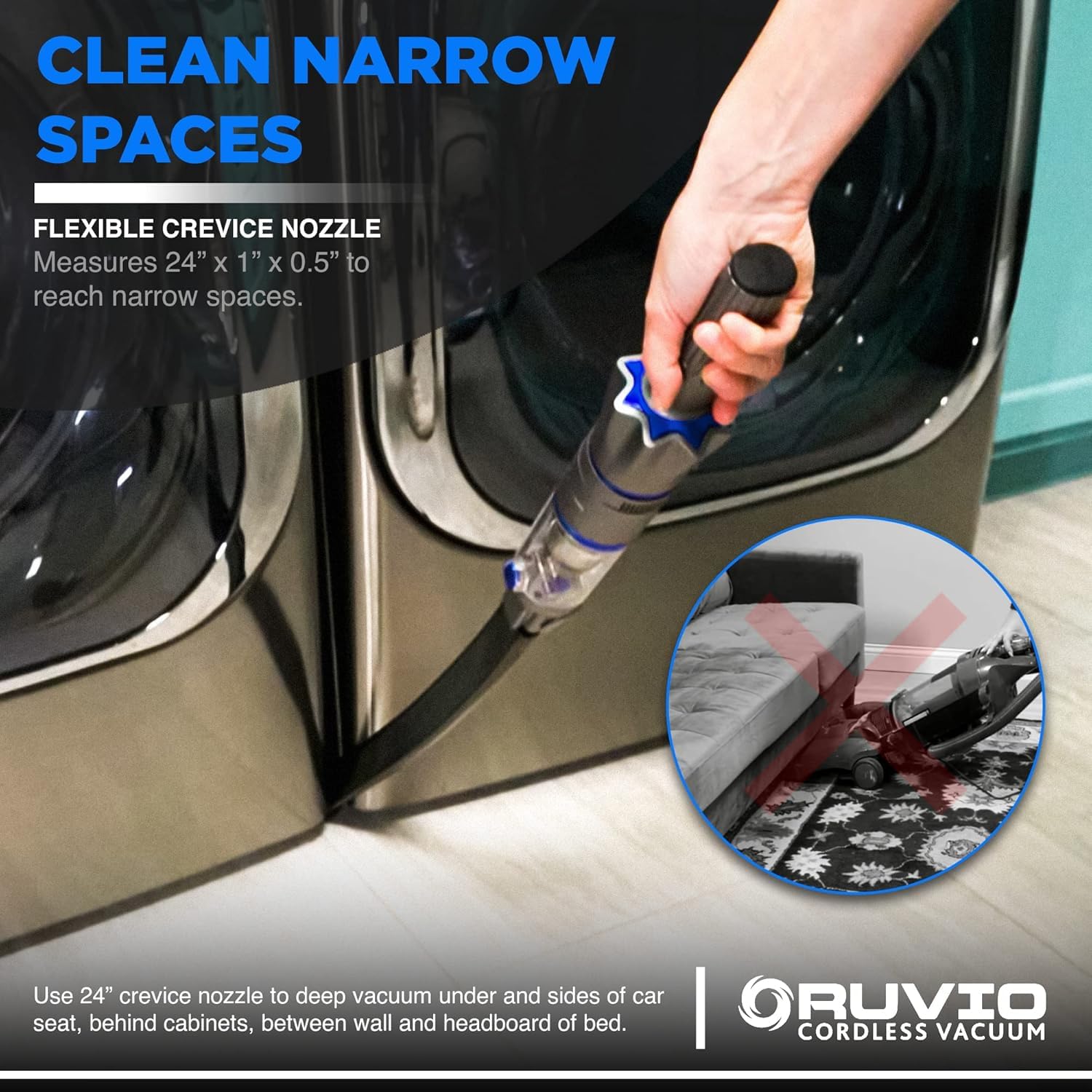 Ruvio PRO Cordless Handheld Vacuum Cleaner - Powerful Portable Vacuum for Home, Car, Pet Hair & Hardwood Floors - 2X HEPA Filtration System - Ideal for Quick Cleanups, Car Detailing & Pet Hair Removal (As Seen on TV)