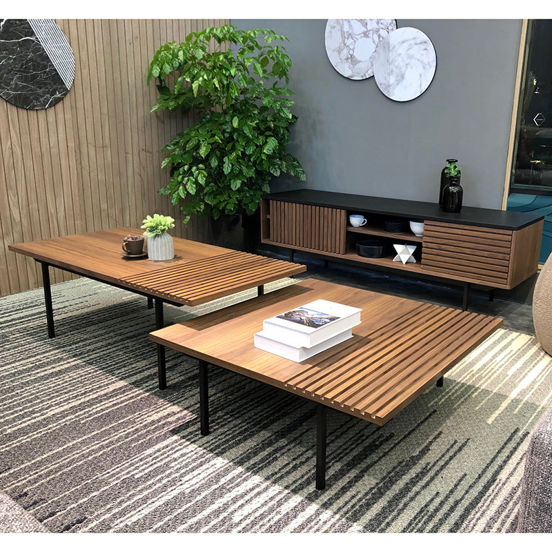 TOZZI Walnut & Black Nesting Tables - Set of 3 Modern Side Tables for Living Room, Bedroom, or Office - Space Saving End Tables with Storage