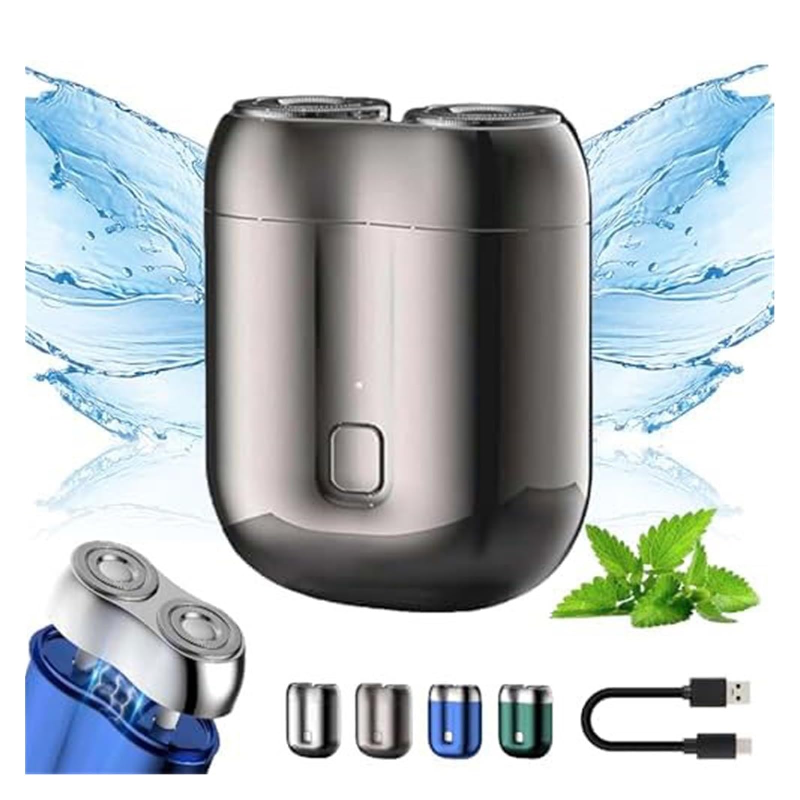 Mini Dual-Head Electric Shaver for Men - USB Rechargeable, Waterproof & Portable - Compact Travel Shaver for Home, Gym & Business Trips - Pocket Size Washable Electric Razor (Black)