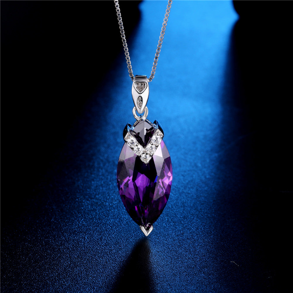 925 Sterling Silver Marquise Birthstone Pendant Necklace for Women - Elegant Mother's Day Gift, Anniversary Present & Birthday Jewelry - Perfect for Special Occasions & Everyday Wear