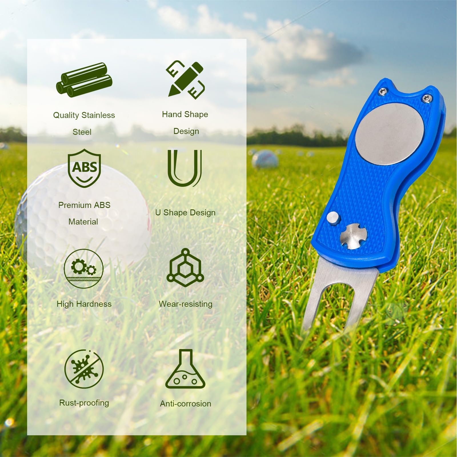 Foldable Golf Divot Repair Tool with Magnetic Ball Marker - Portable Golf Accessories for Course Repair & Practice - Perfect for Golfers, Tournaments & Training Sessions