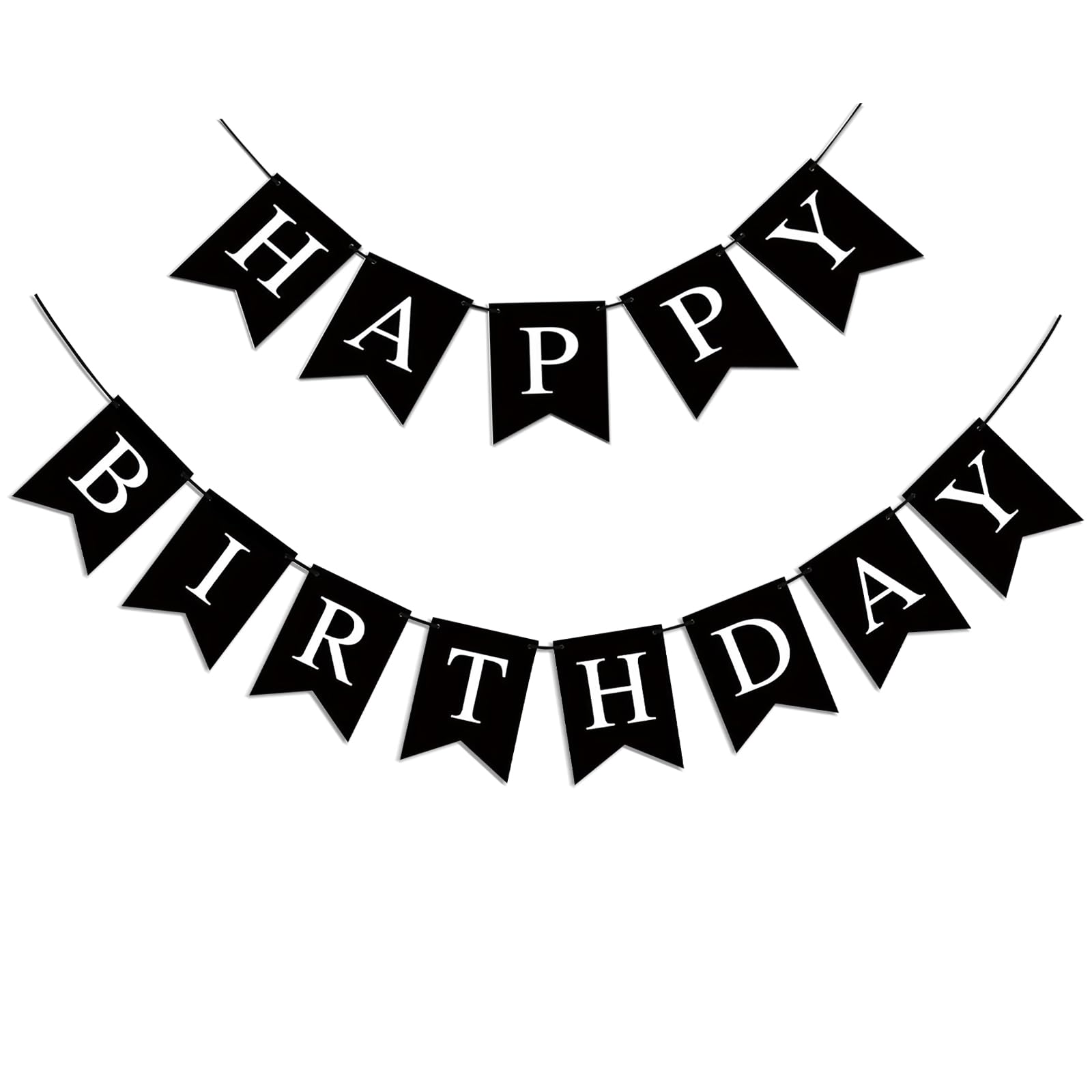 Black Happy Birthday Banner - Party Decorations Sign for Birthday Backdrop, Girls Boys Women Celebration | Perfect for Indoor & Outdoor Birthday Parties, Baby Showers, Anniversaries