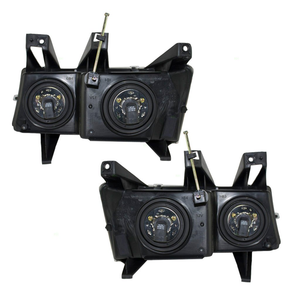 Brock Replacement Headlight Assembly Set - Driver & Passenger Side Compatible with 2004-2012 Chevy Colorado & GMC Canyon Pickup Trucks | Easy Installation, Improved Visibility for Night Driving & Off-Road Adventures