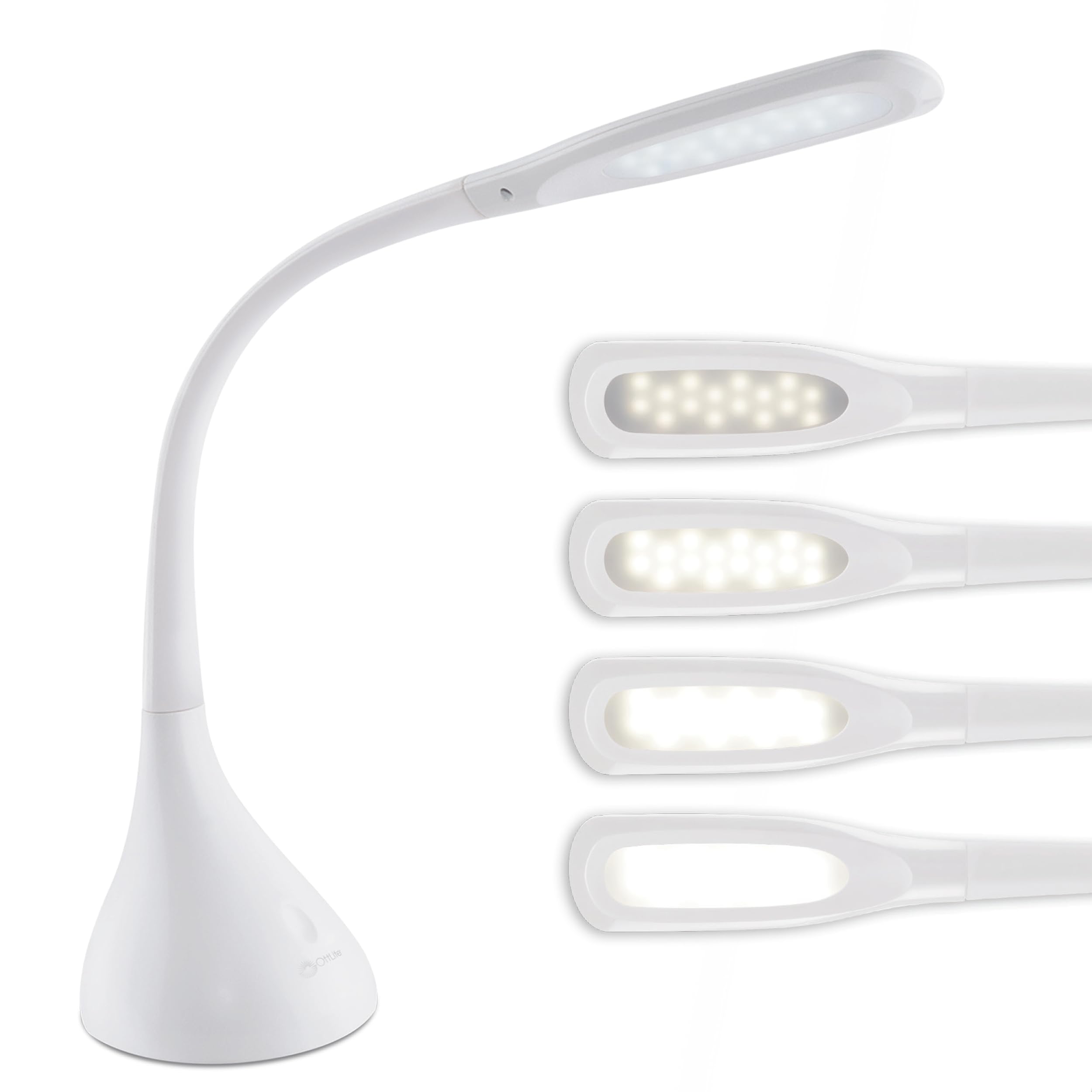 OttLite Creative Curves LED Desk Lamp with Adjustable Neck - Dimmable 4 Brightness Settings, Energy Efficient Natural Daylight LEDs for Home Office, Computer Desk, Dorms | Perfect for Reading, Studying & Night Work