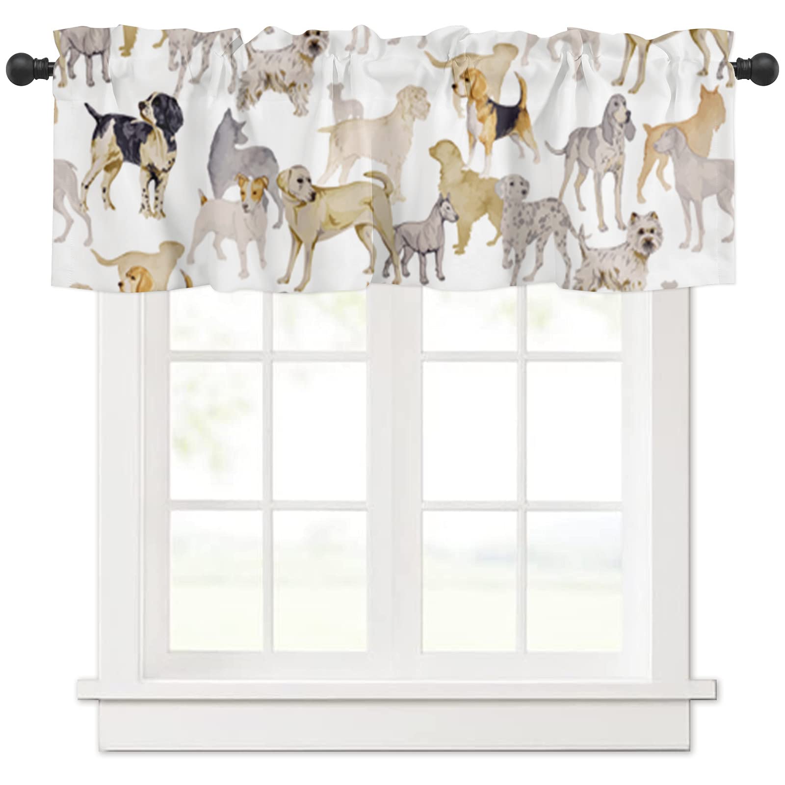 Dog Themed Valance Curtains for Kitchen & Bedroom - 54