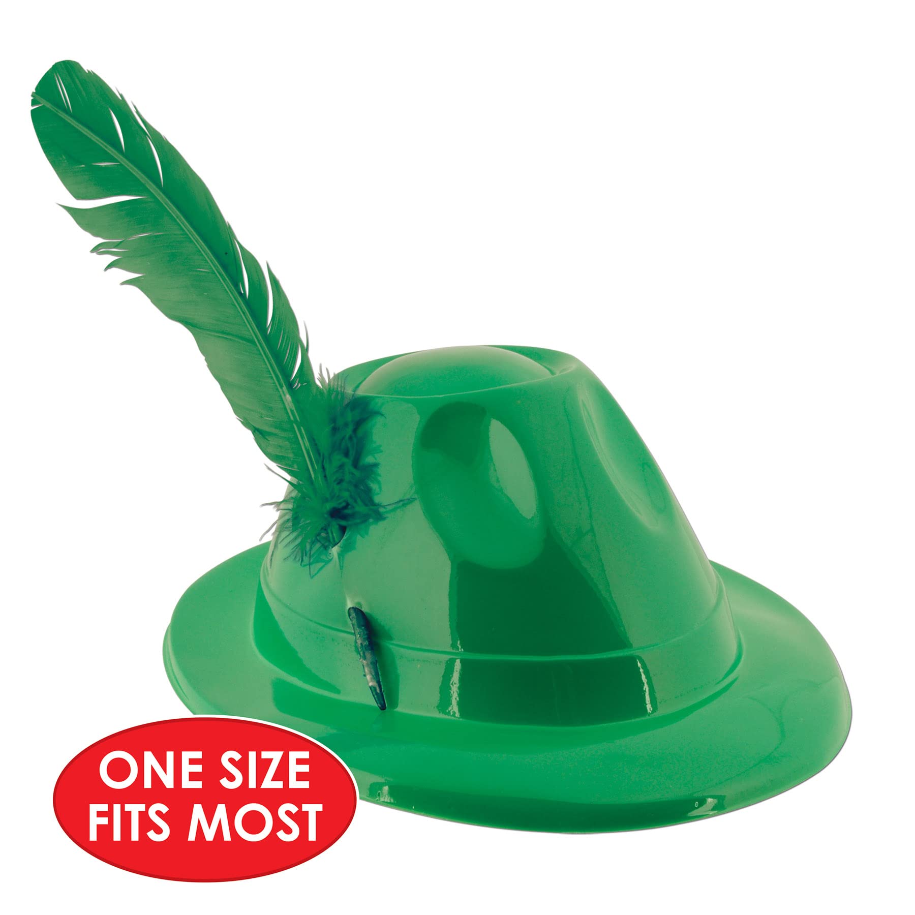 Beistle 66069-G Plastic Alpine Christmas Tree with Feather Decorations - 48 Piece Set in Green - Perfect for Holiday Parties, Home Decor & Festive Celebrations