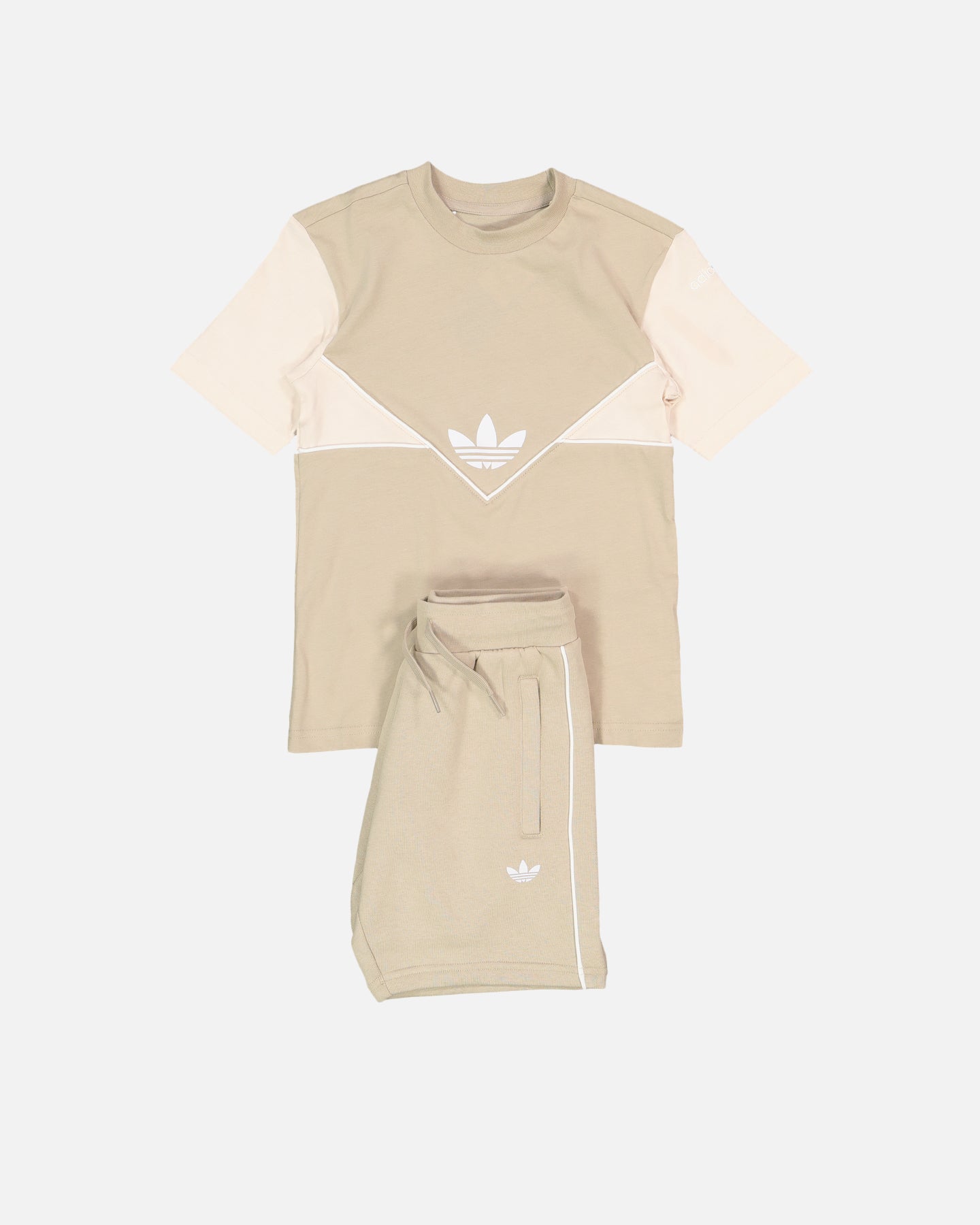 Adidas Kids' Adicolour Shorts and T-Shirt Set - Wonder Beige | Comfortable Athletic Outfit for Boys & Girls | Perfect for Sports, Playdates & Casual Wear